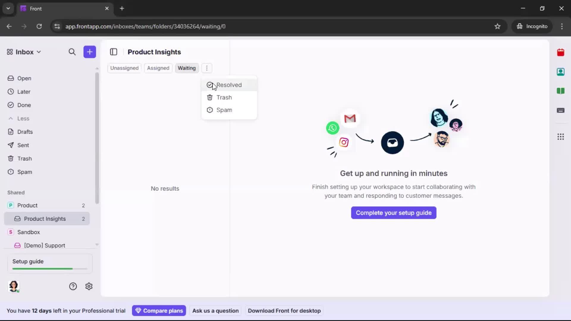 Managing support screenshot