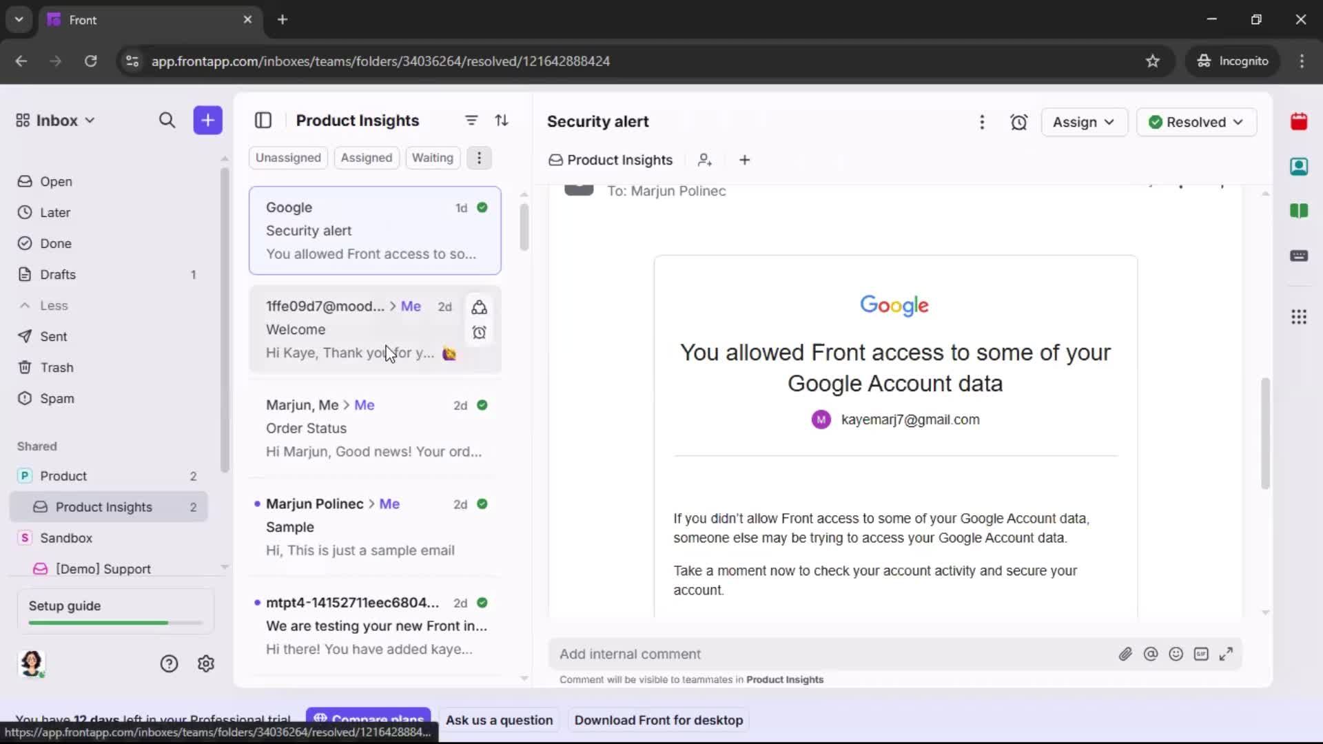 Managing support screenshot