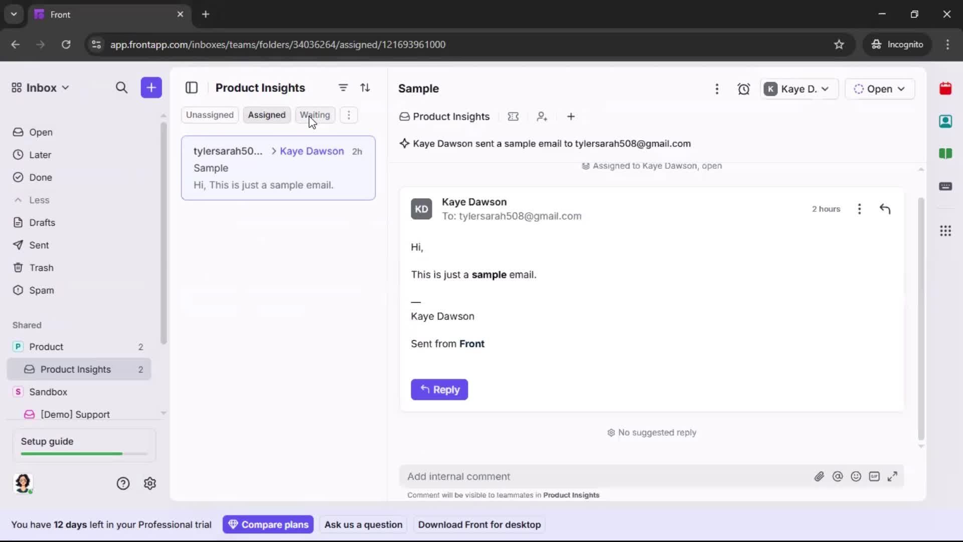 Managing support screenshot