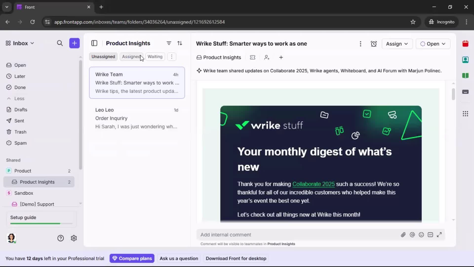 Managing support screenshot