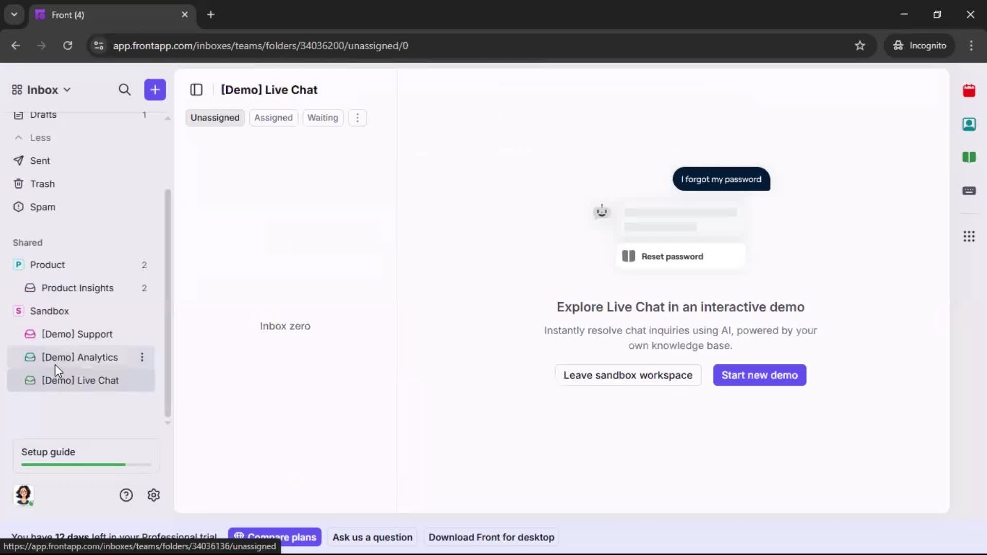 Managing support screenshot