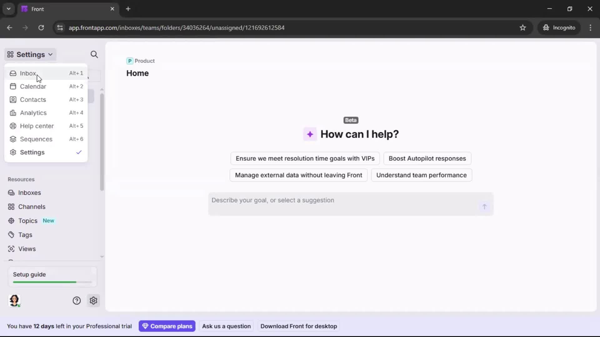Managing support screenshot