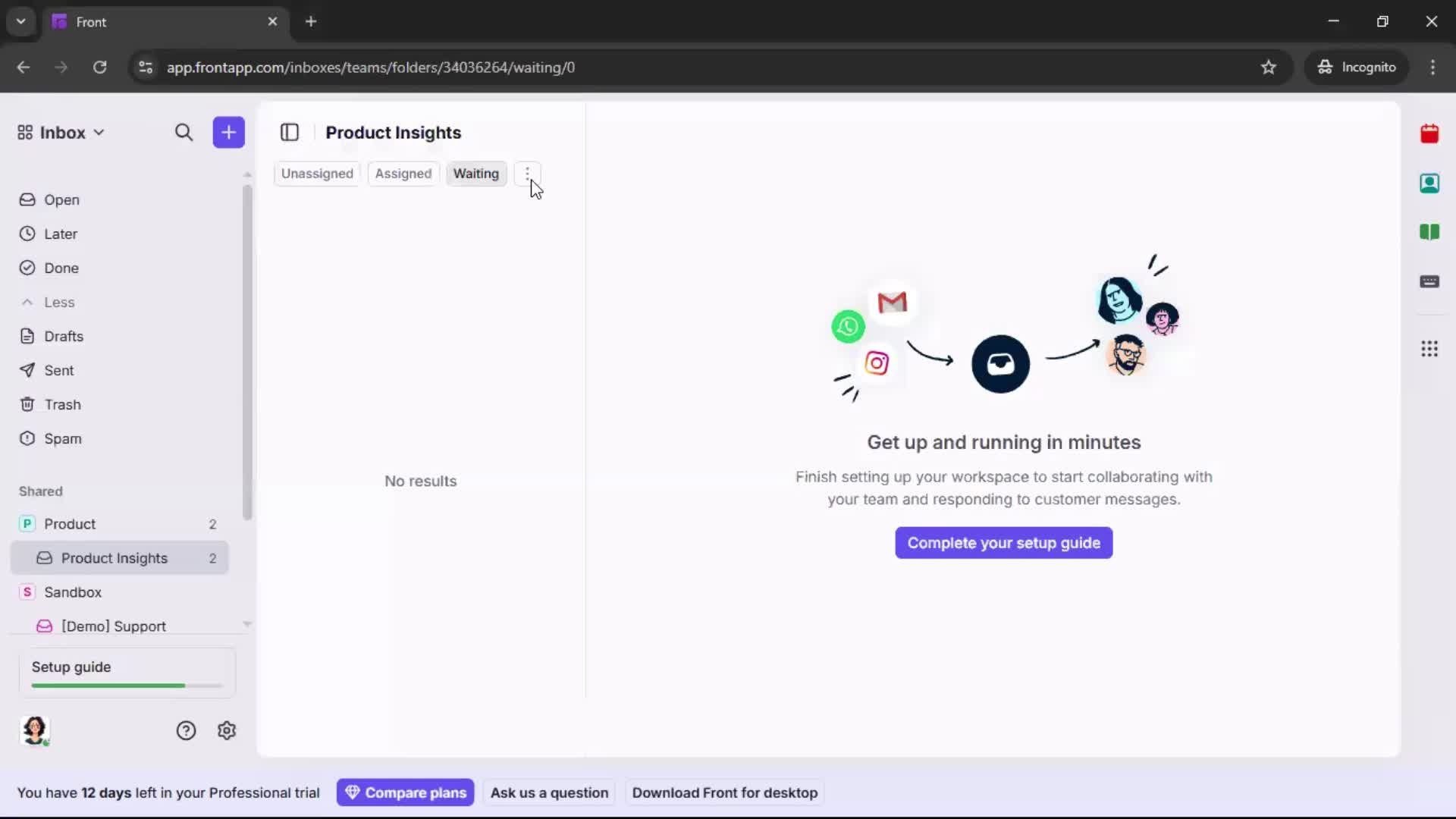 Managing support screenshot