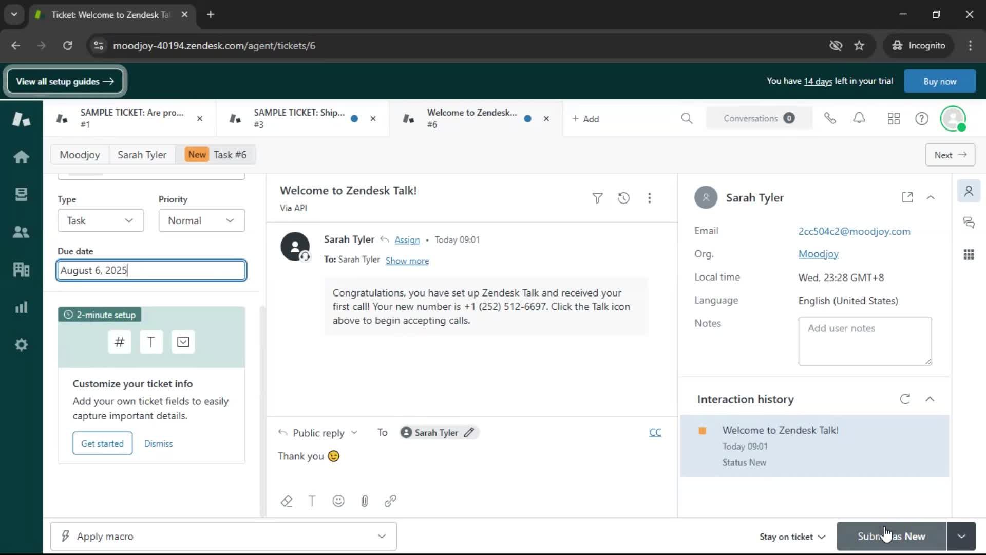 Managing support screenshot