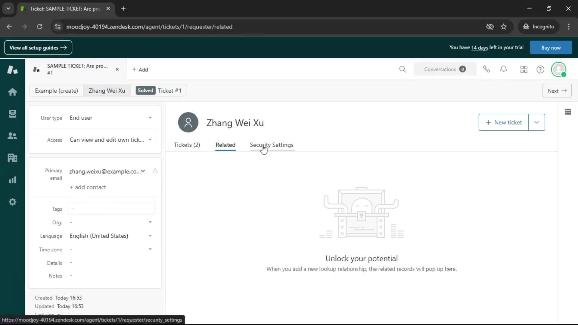 Managing support screenshot