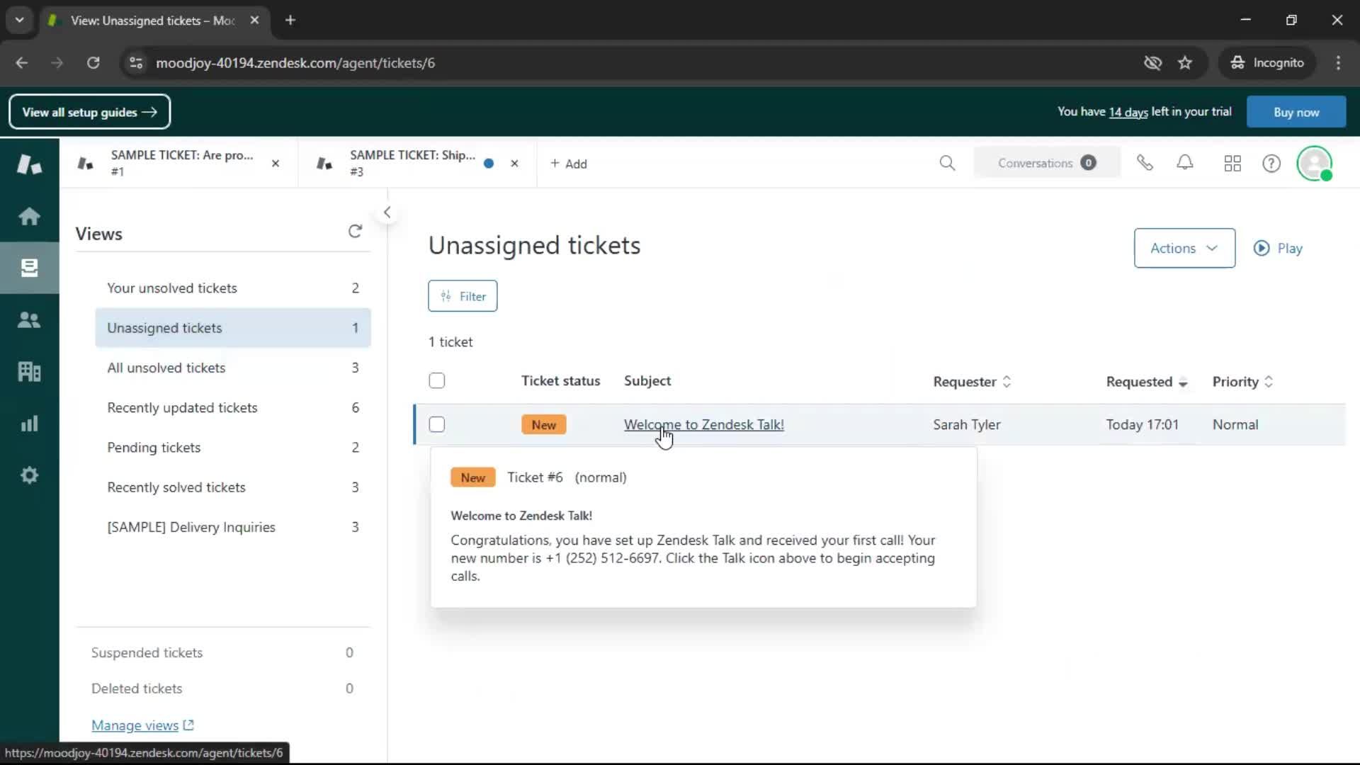 Managing support screenshot