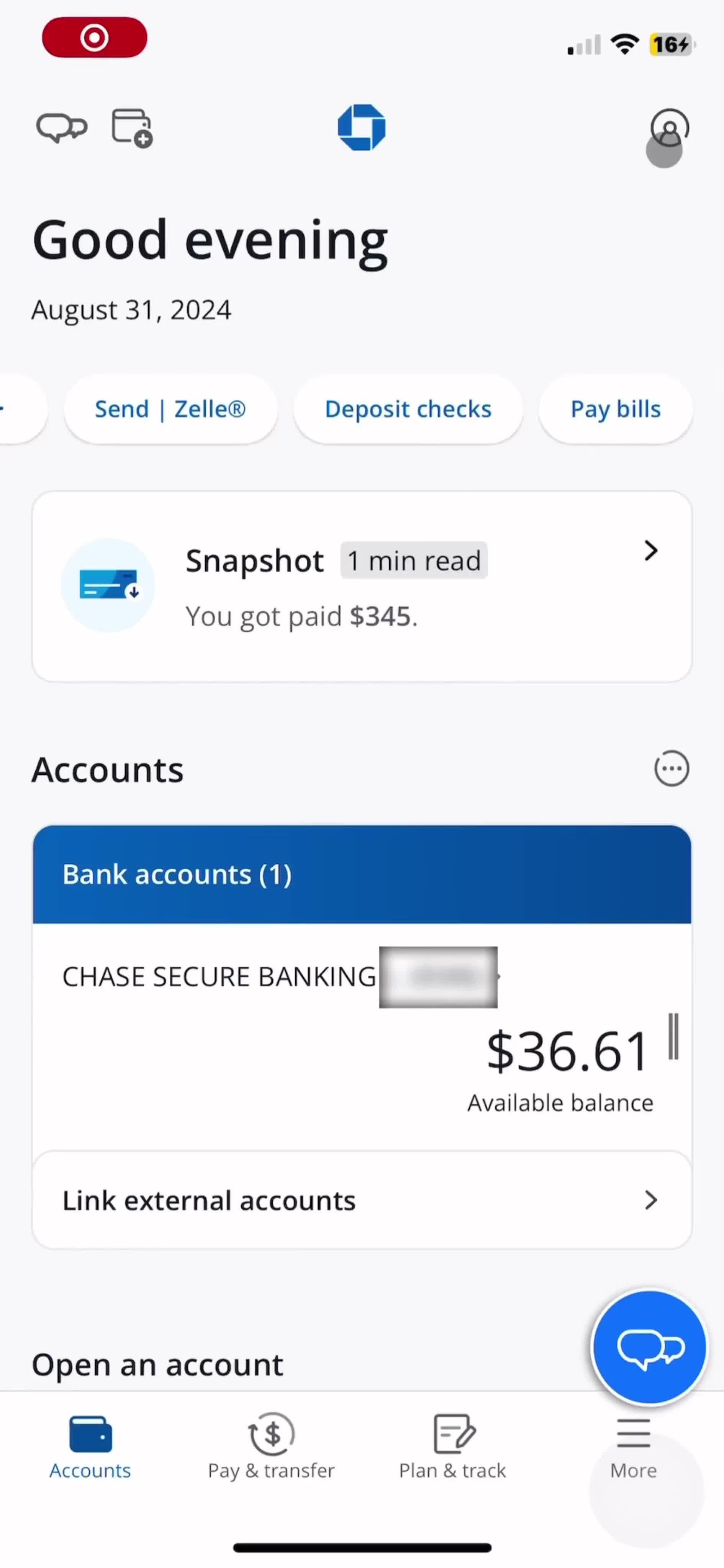 Account settings on Chase video thumbnail