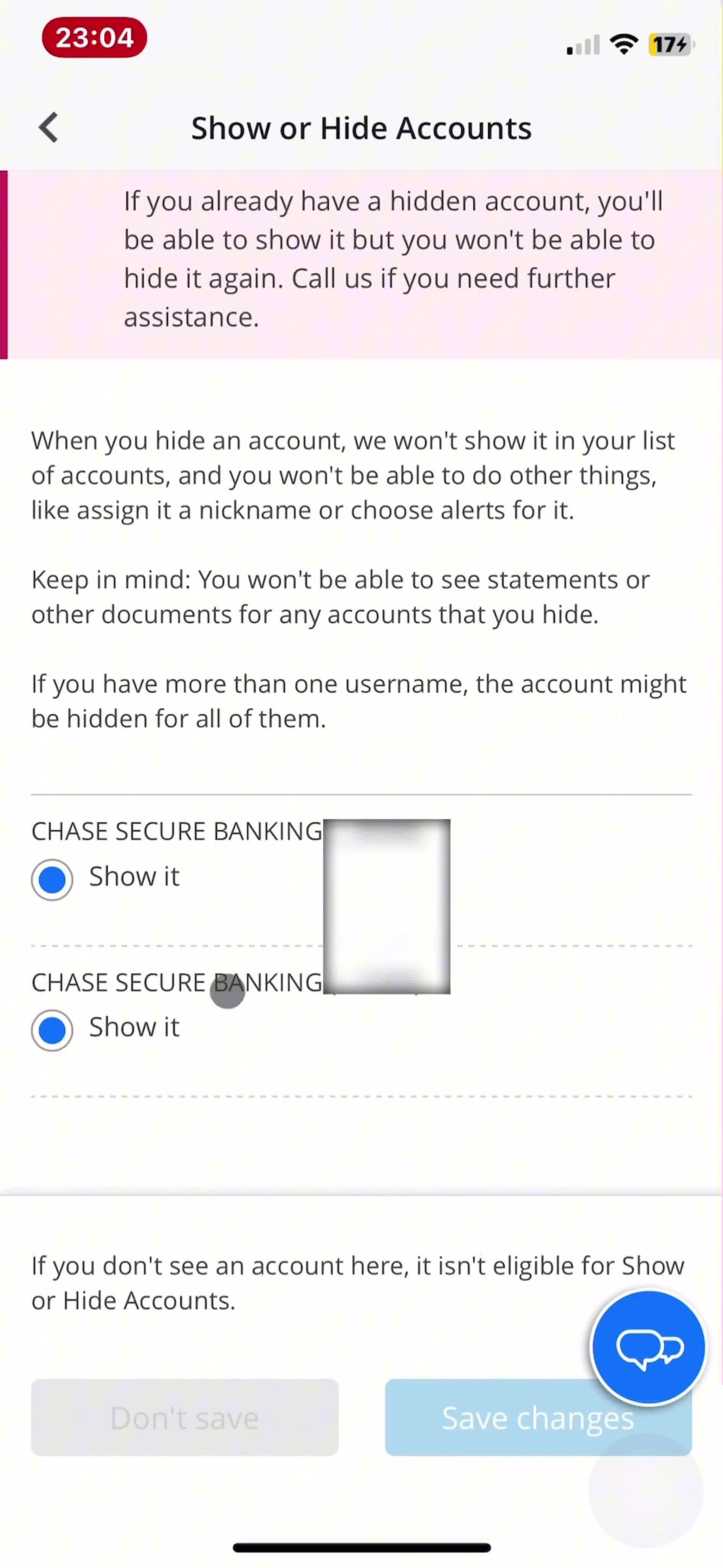 Account settings on Chase video thumbnail