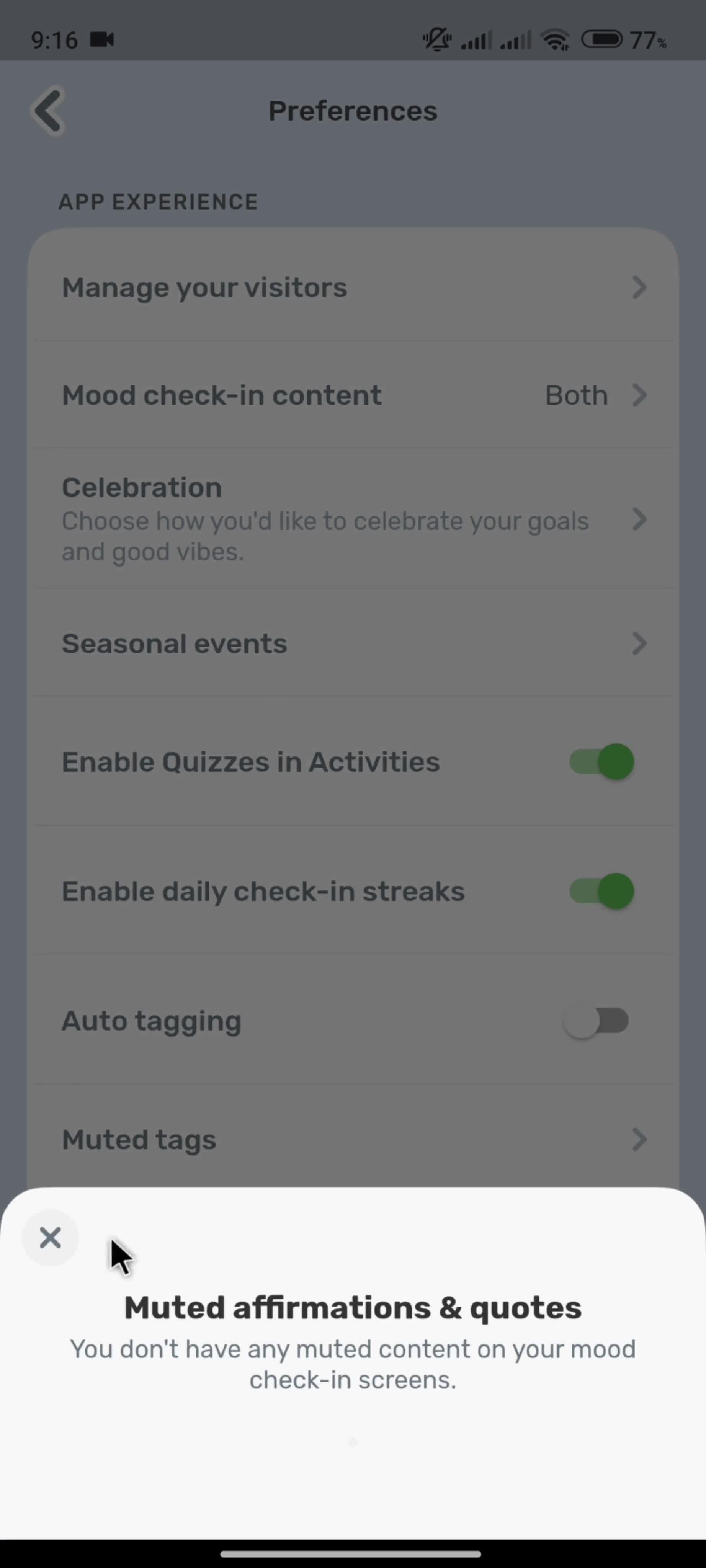 Settings screenshot