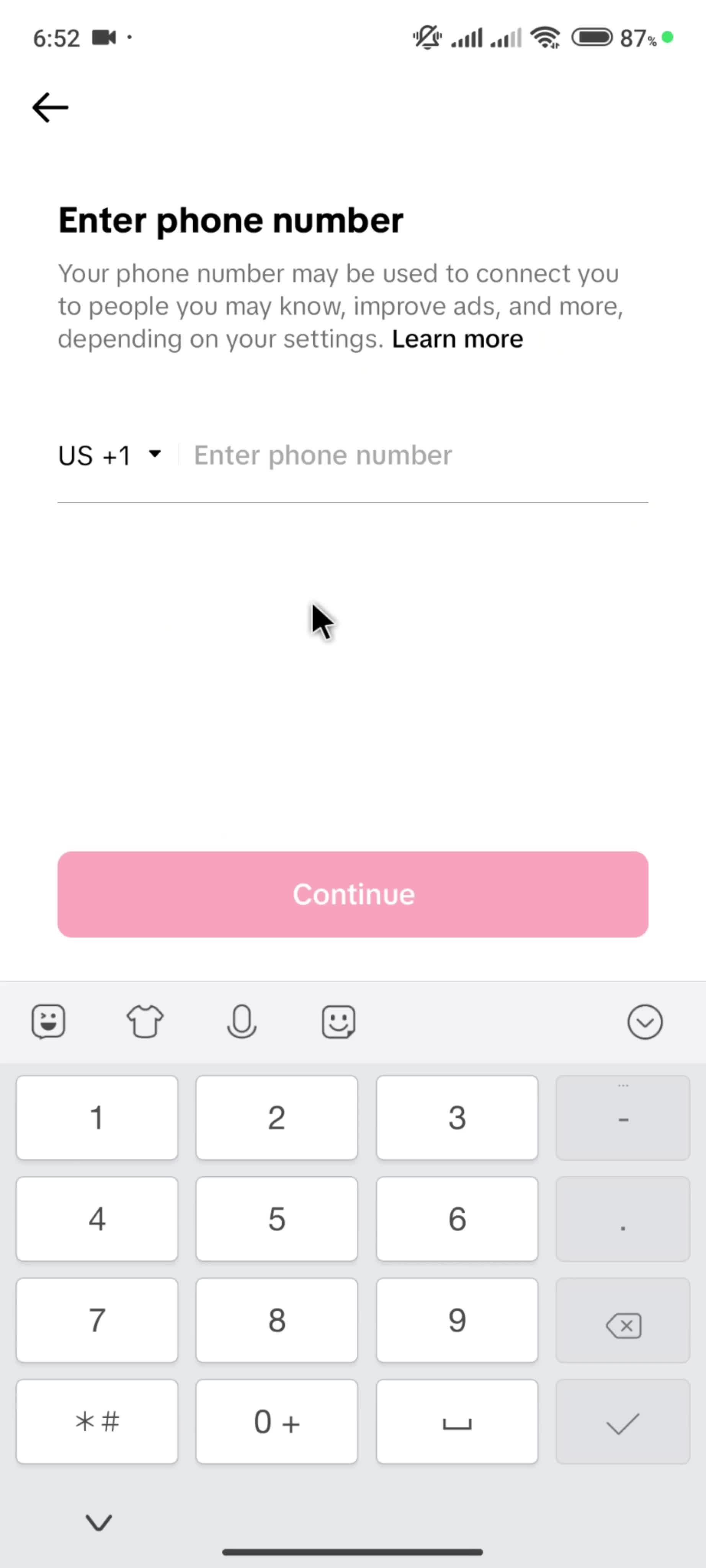 Account settings on TikTok video thumbnail