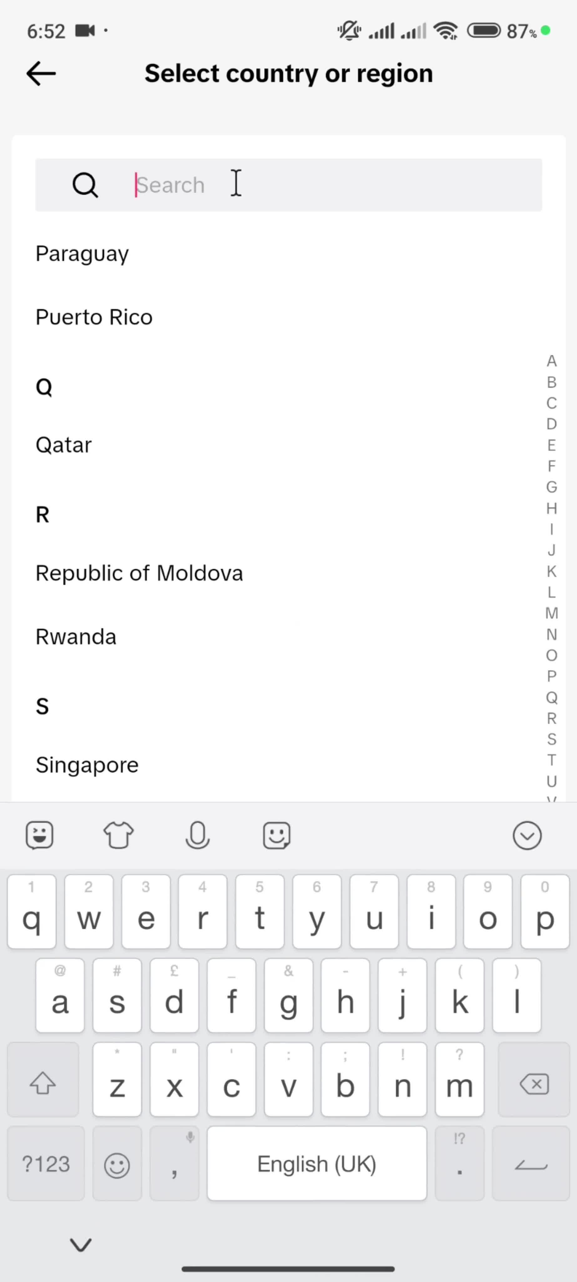 Account settings on TikTok video thumbnail