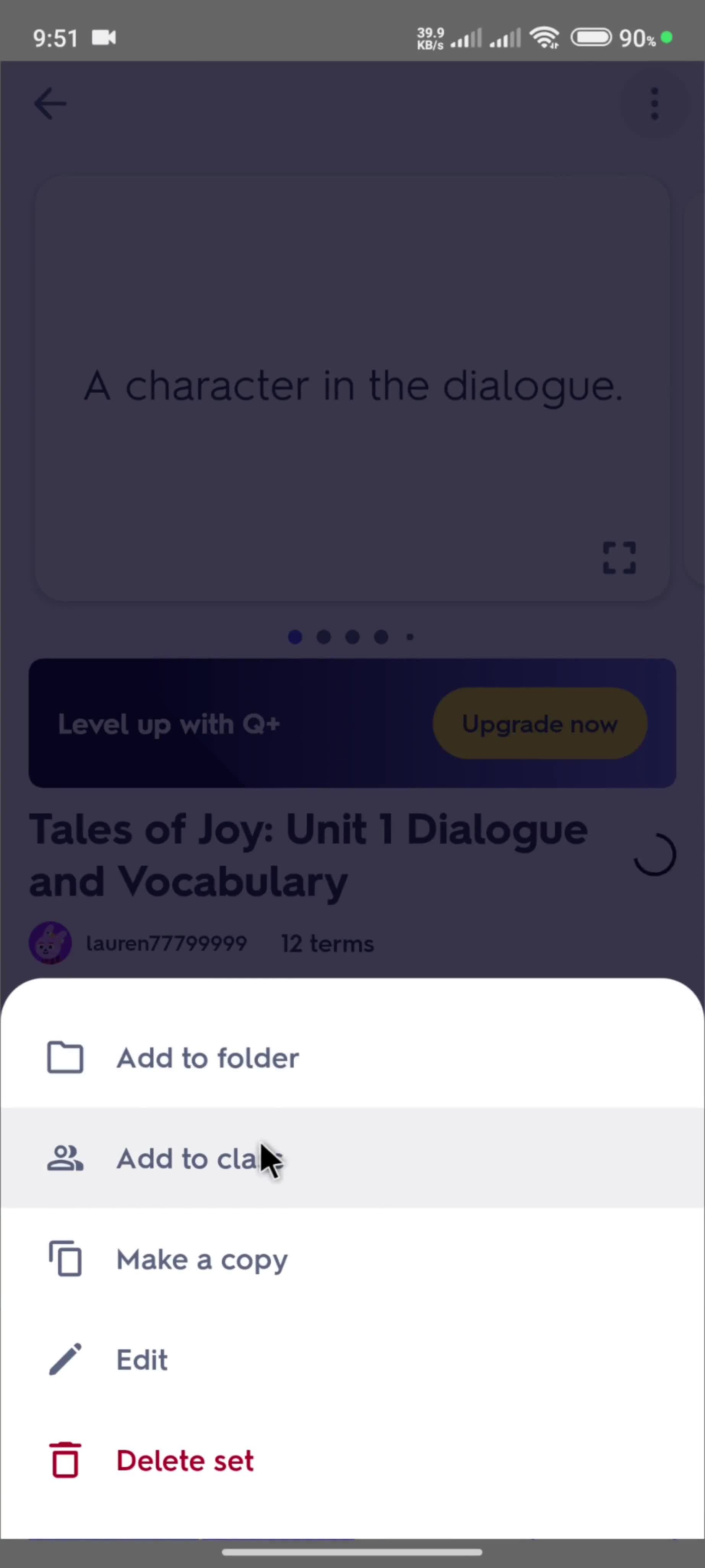 Managing flashcards screenshot