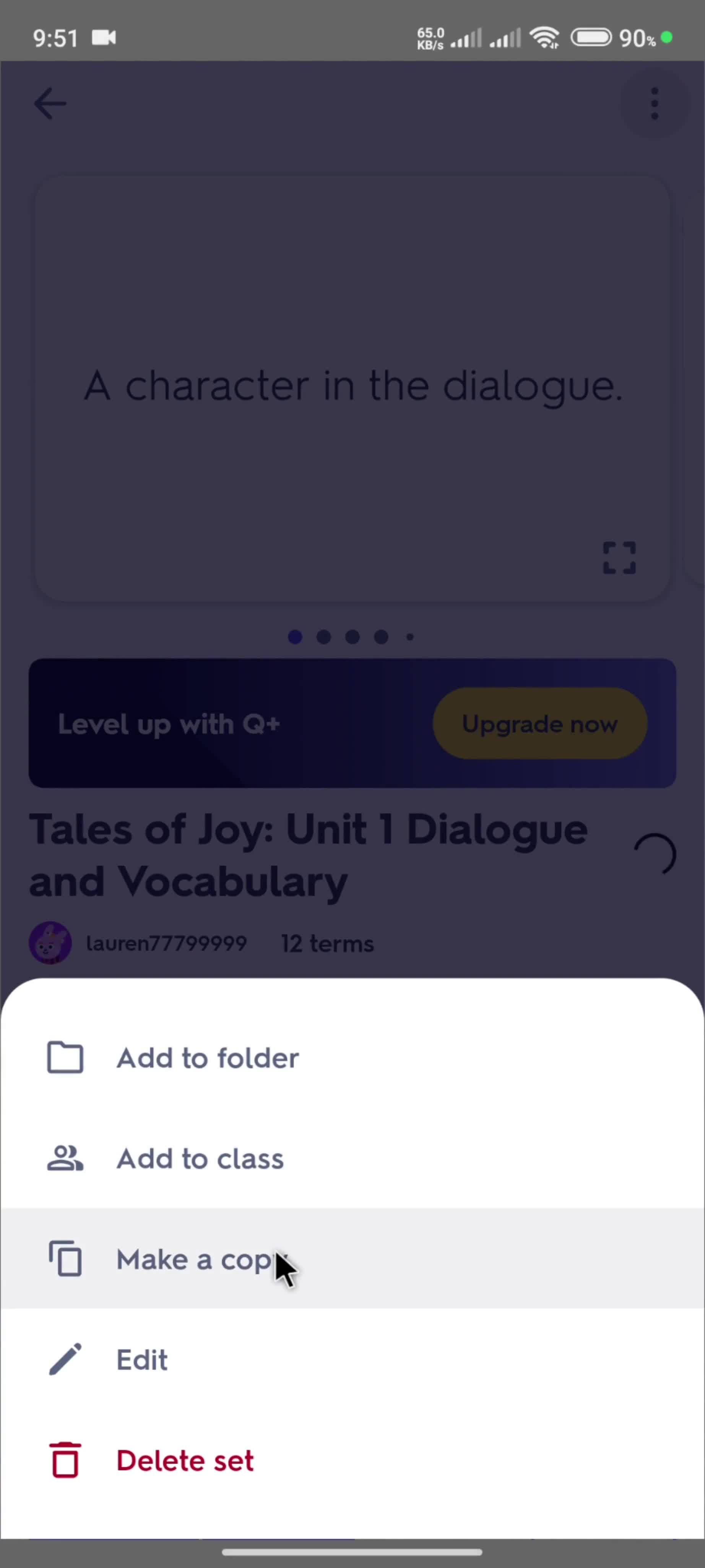 Managing flashcards screenshot