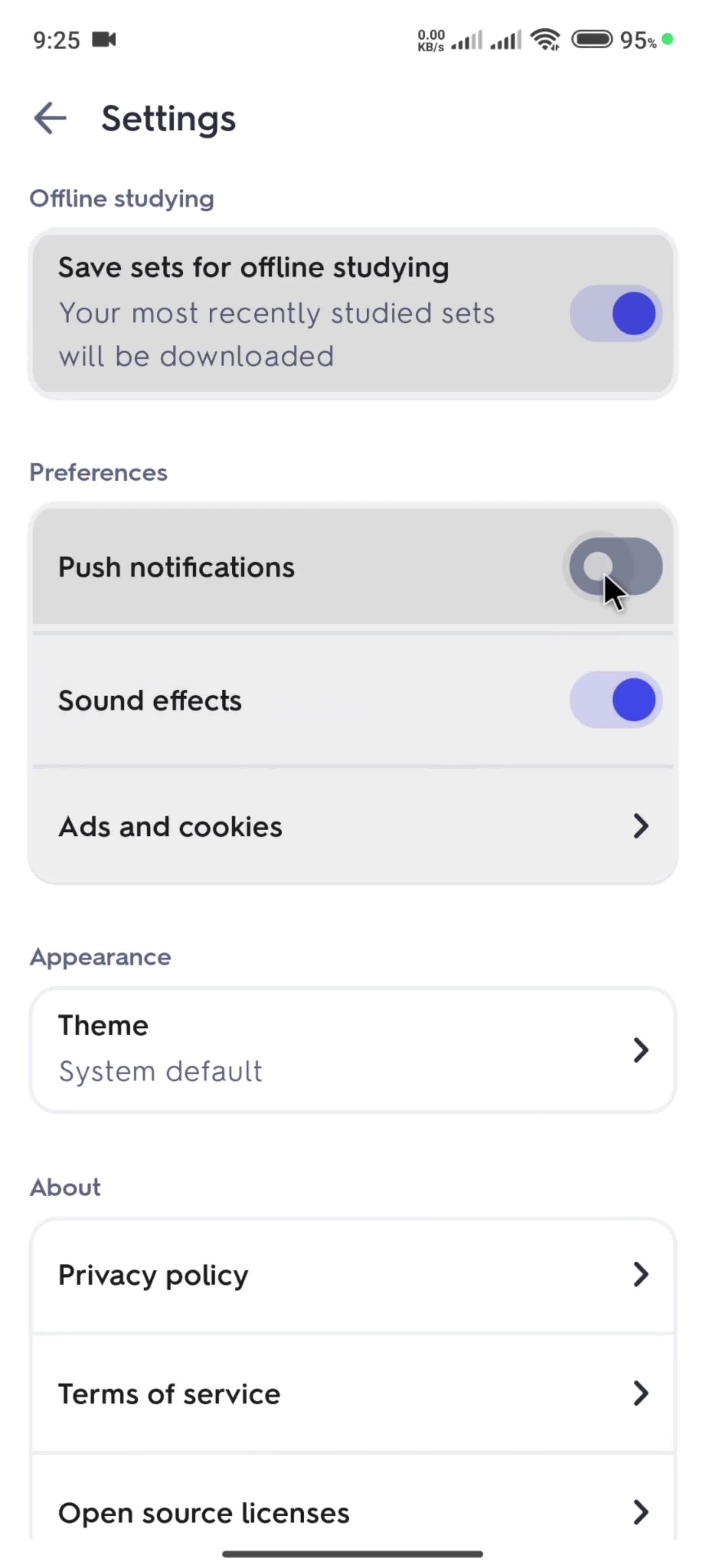 Settings screenshot