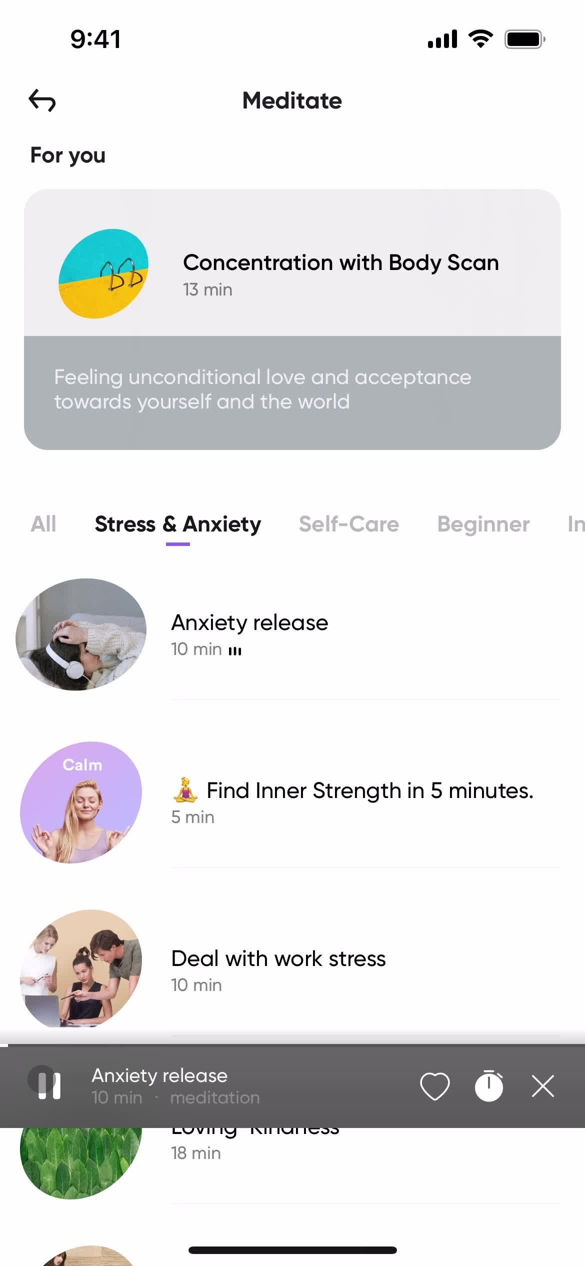 Meditation screenshot