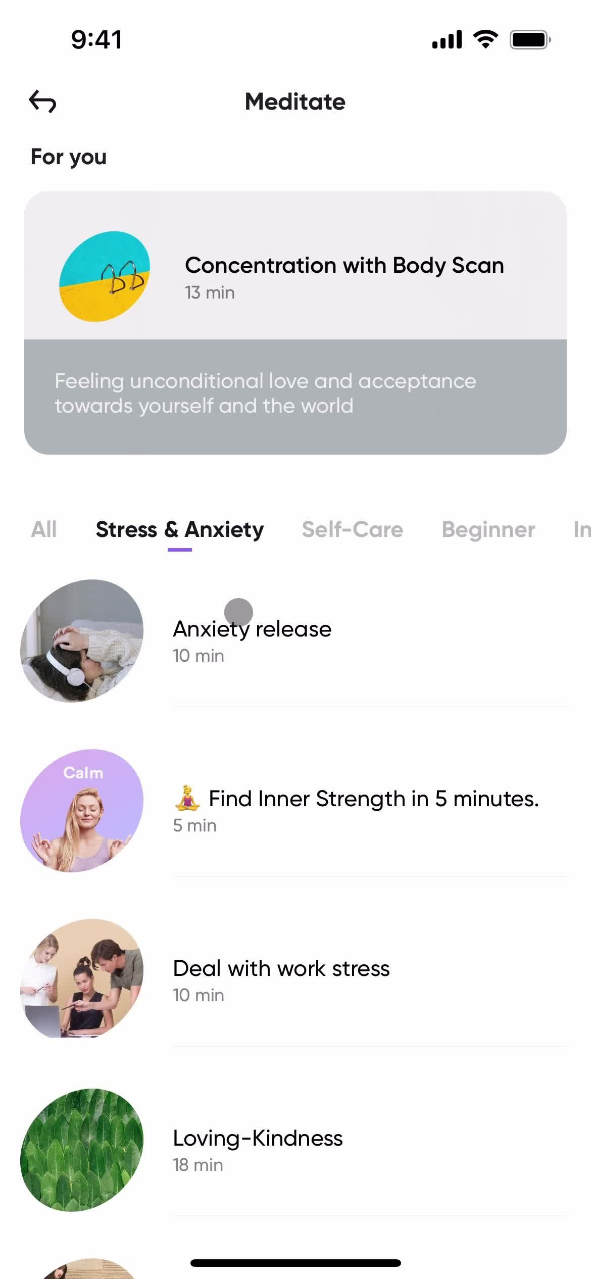 Meditation screenshot