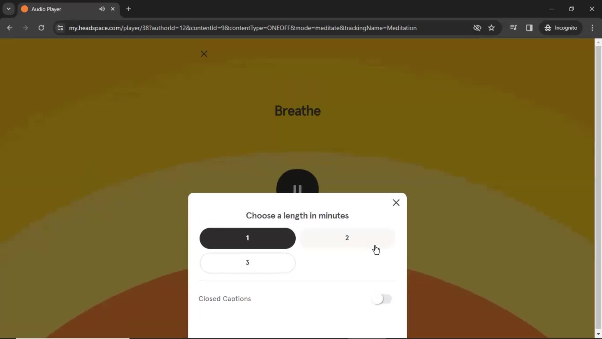 Meditation screenshot