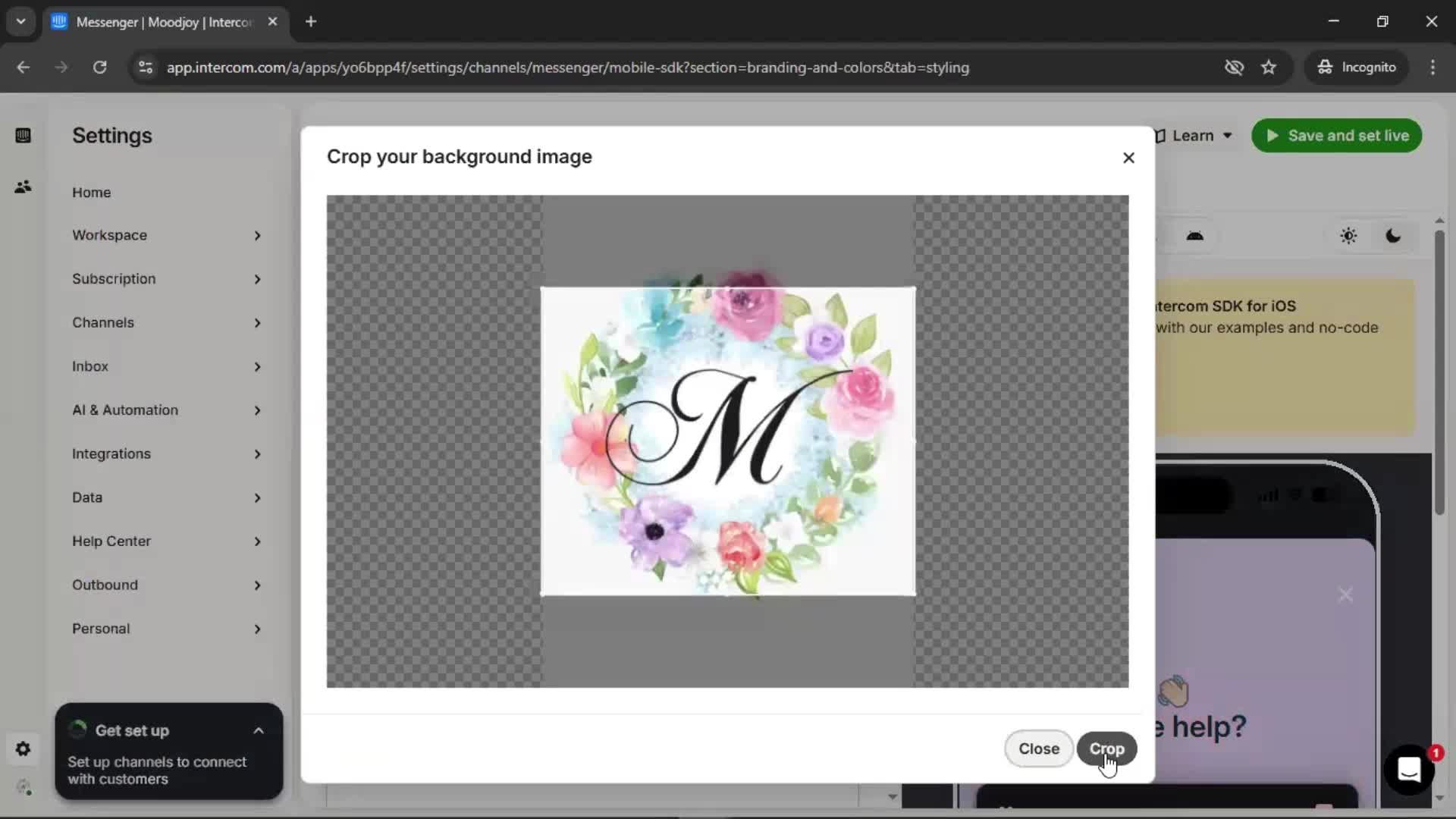 Messenger settings screenshot