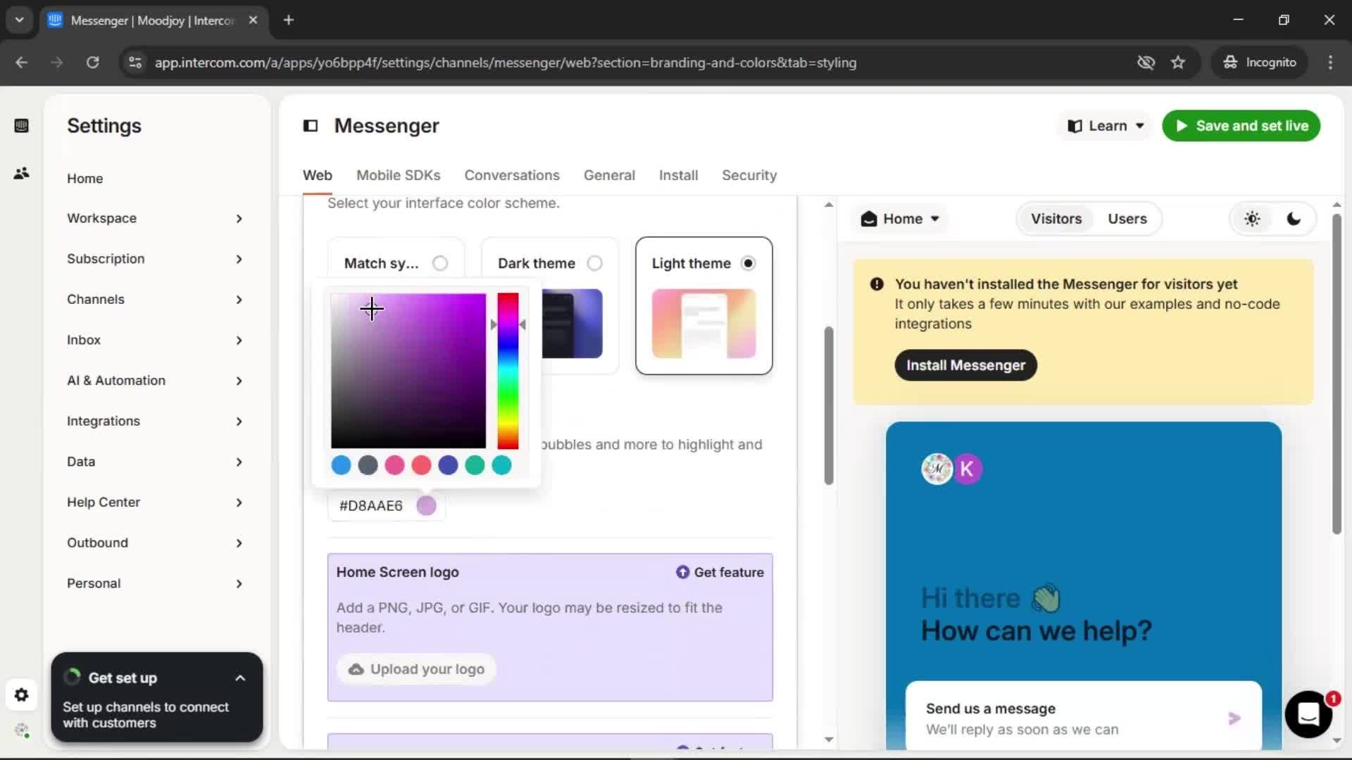 Messenger settings screenshot