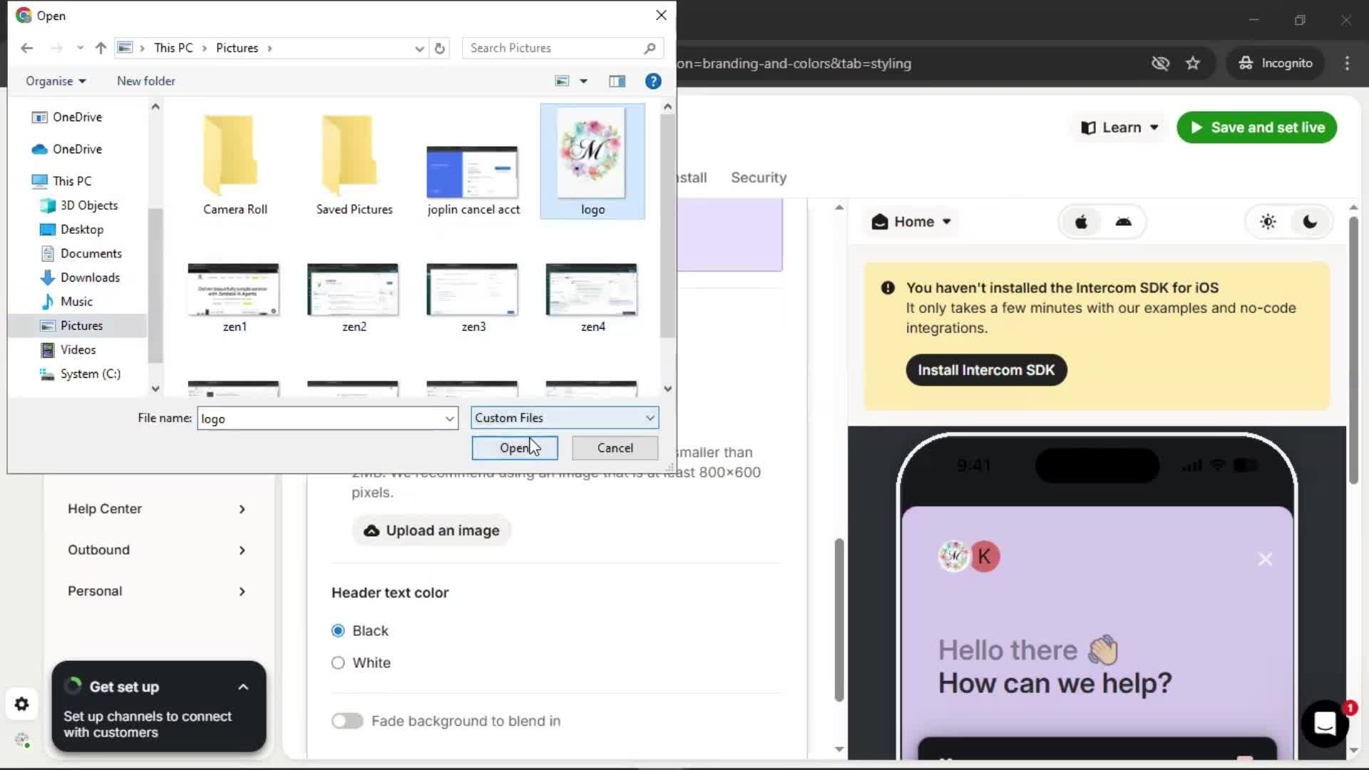 Messenger settings screenshot