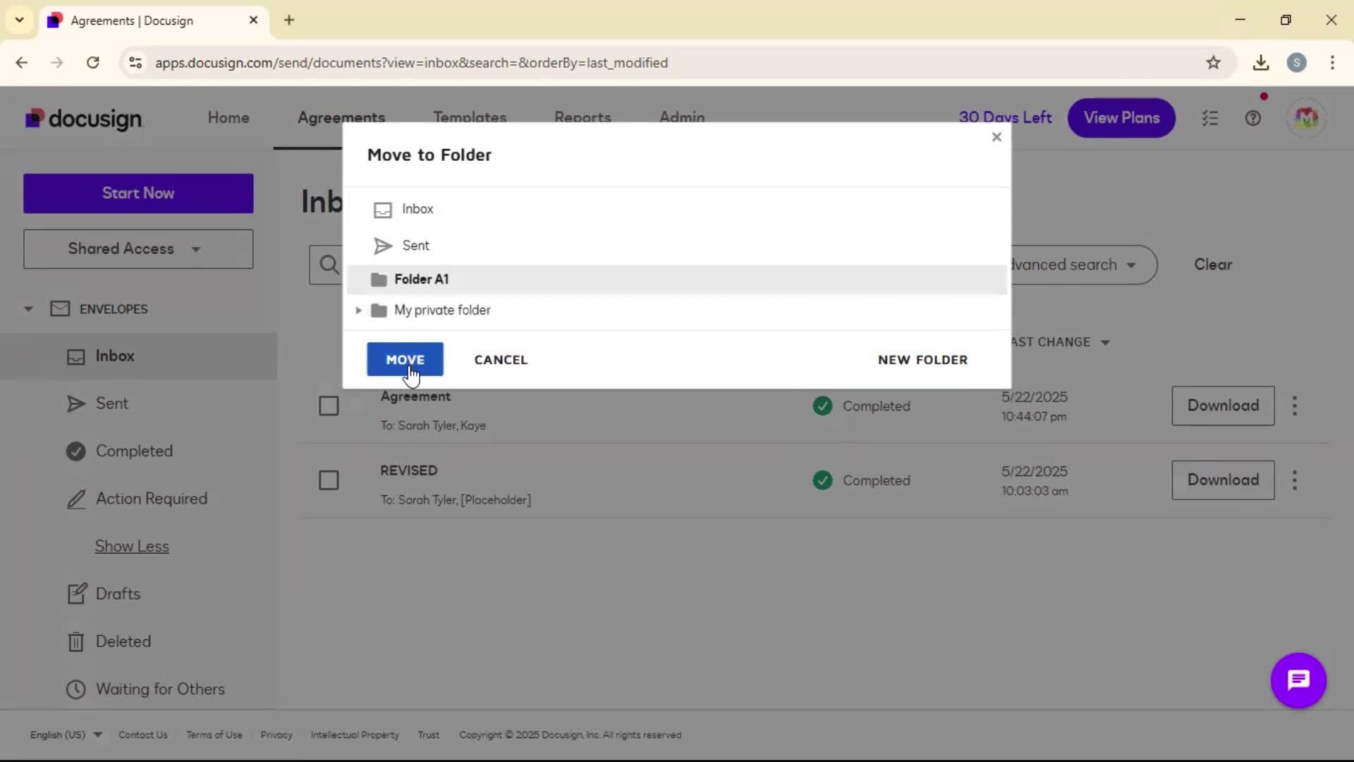 Moving files screenshot