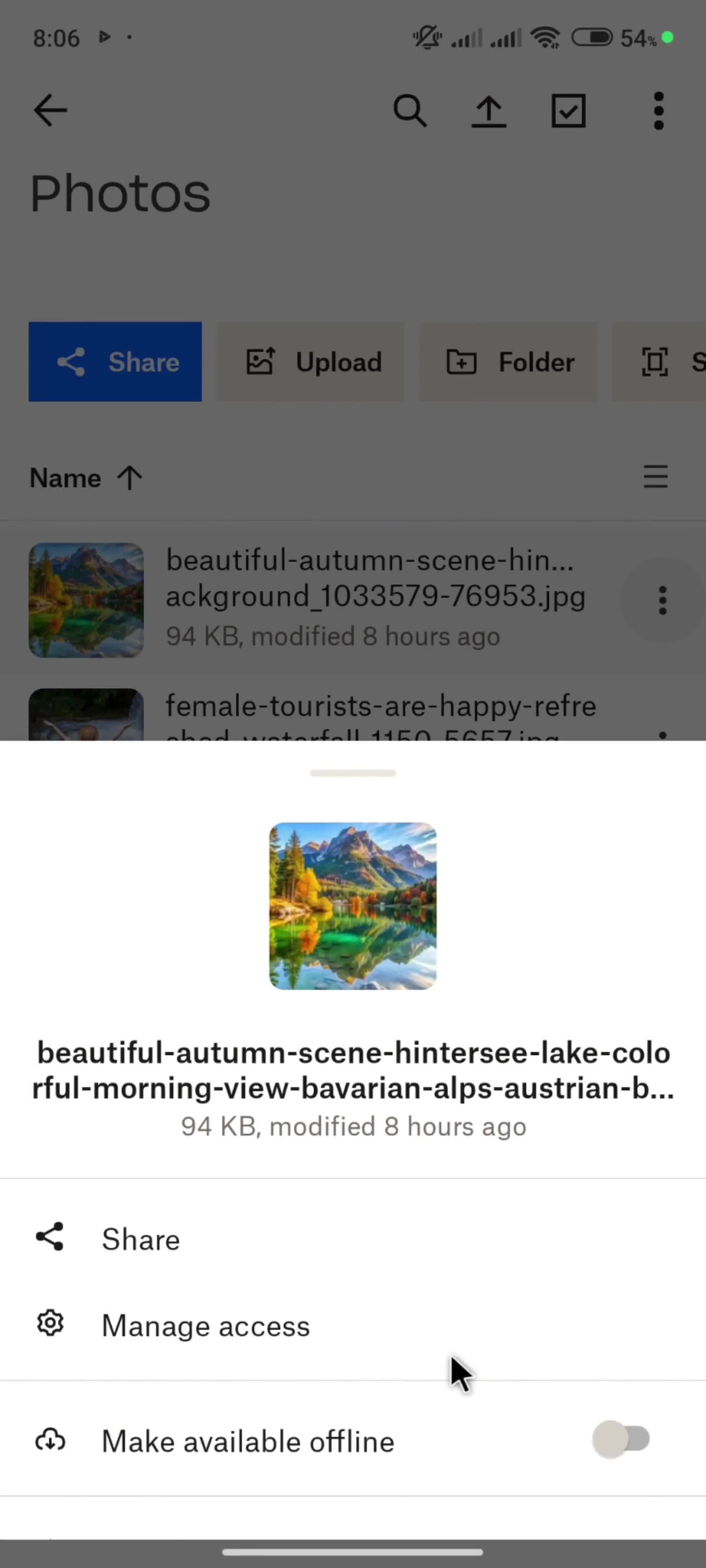 Moving a photo screenshot