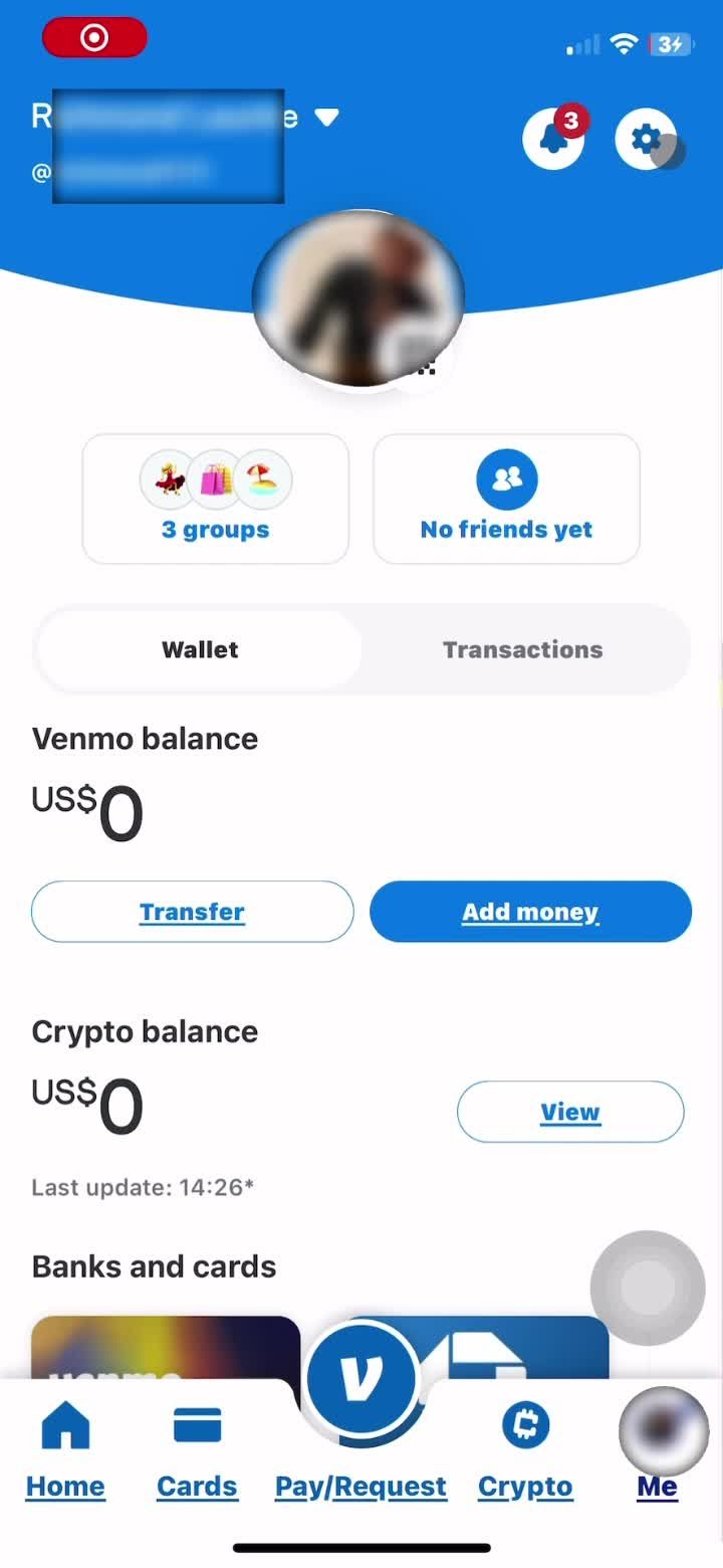 Notification settings on Venmo video thumbnail