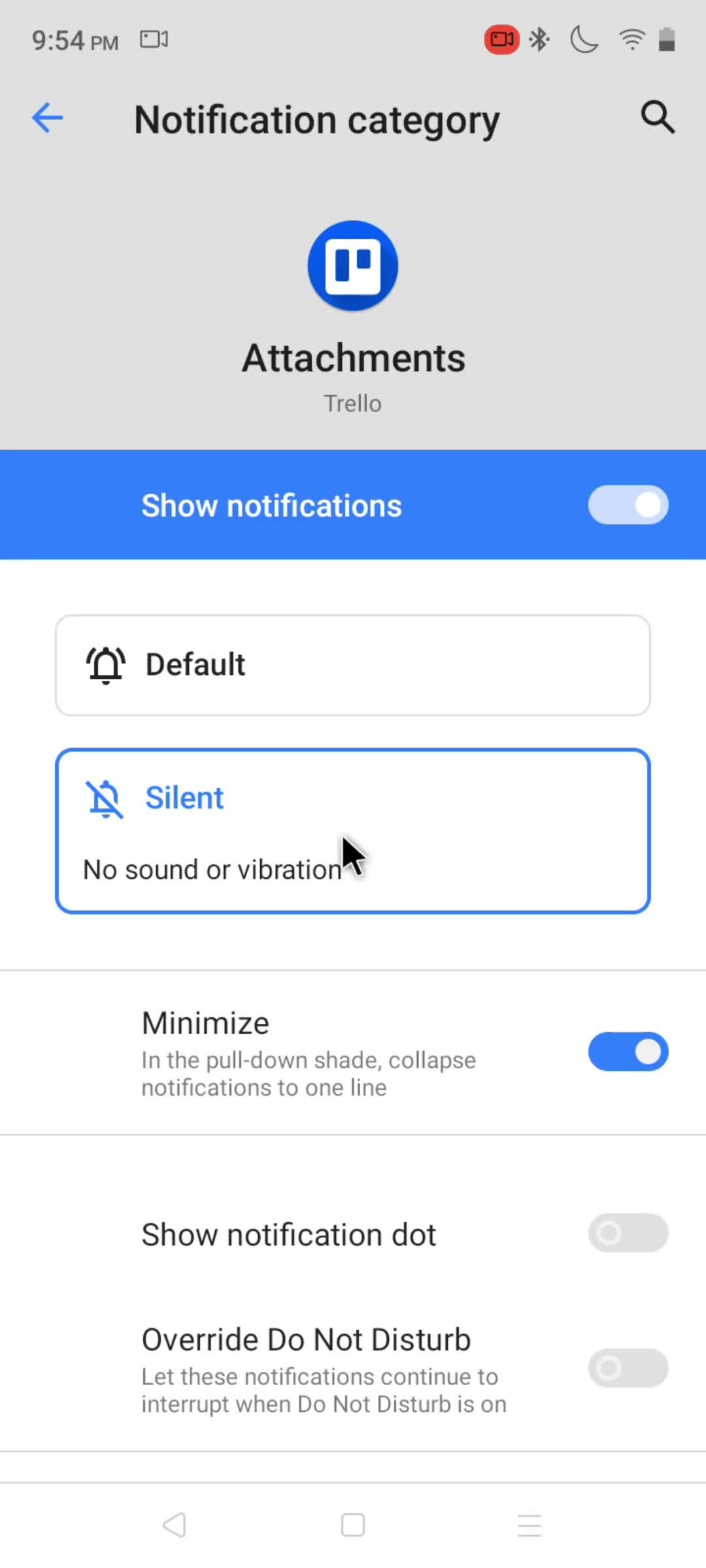 Notification settings screenshot