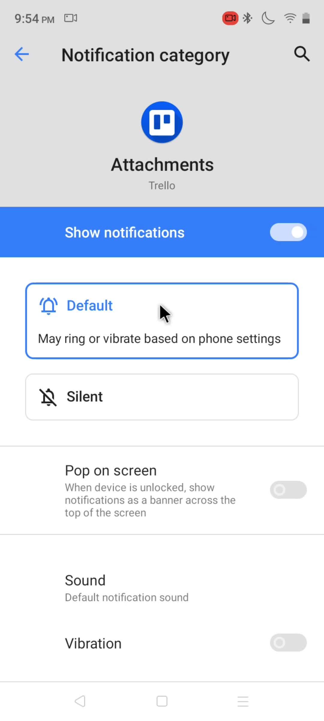 Notification settings screenshot