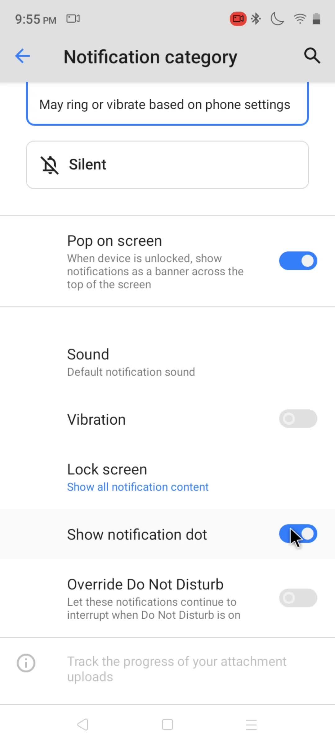 Notification settings screenshot