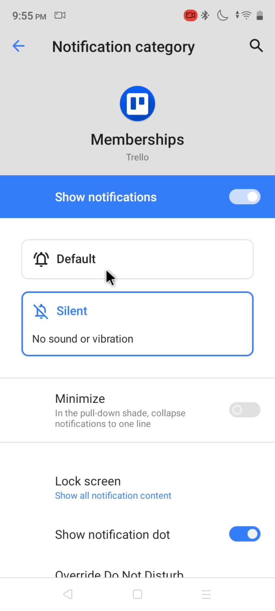 Notification settings screenshot