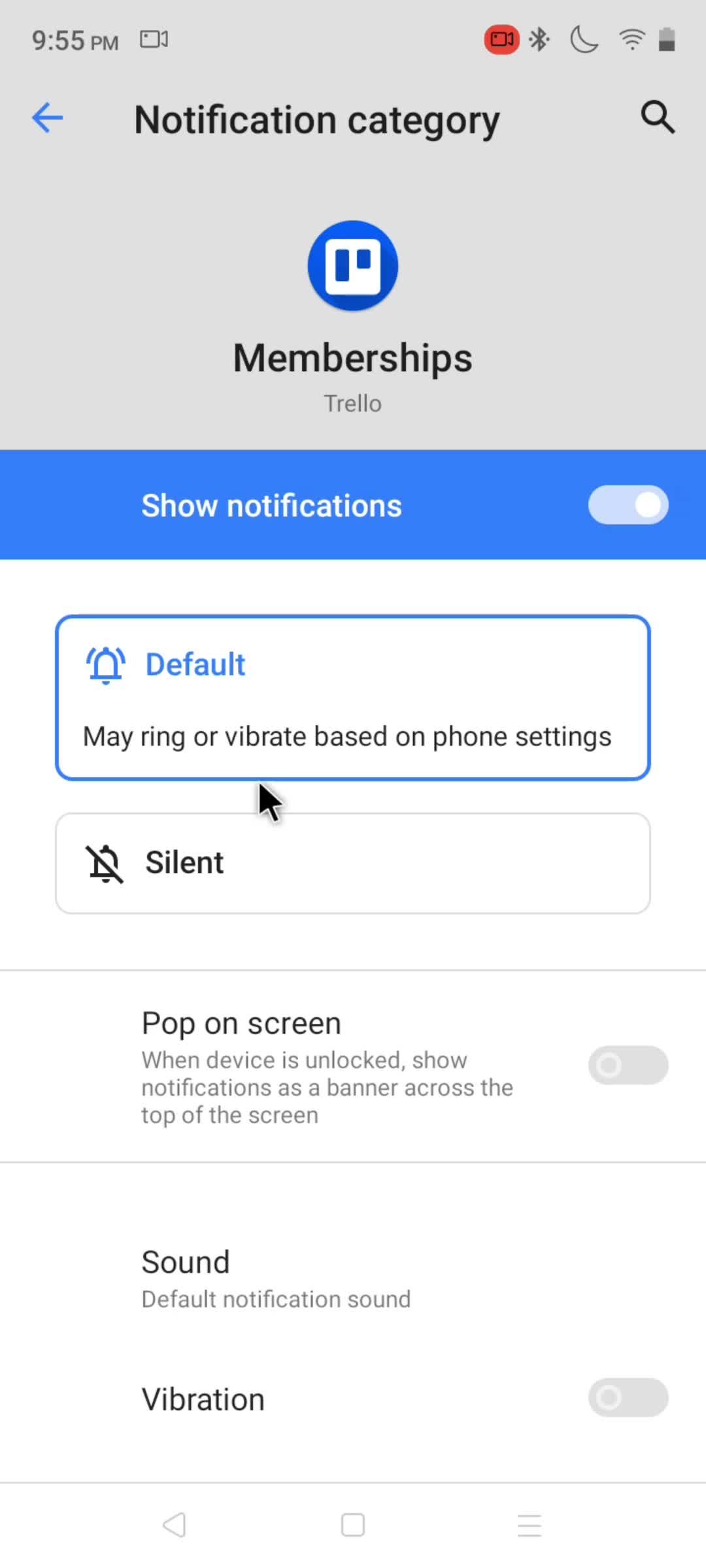 Notification settings screenshot