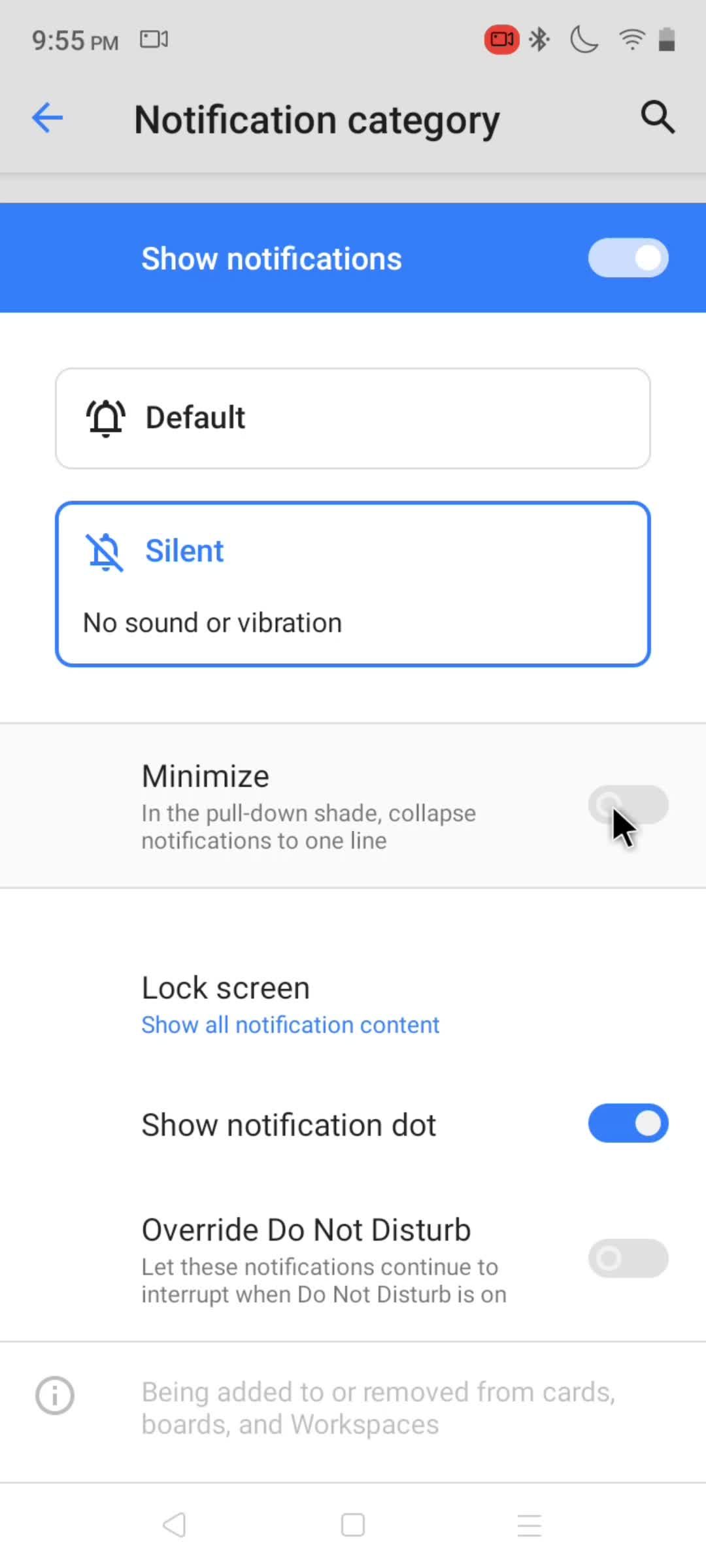 Notification settings screenshot