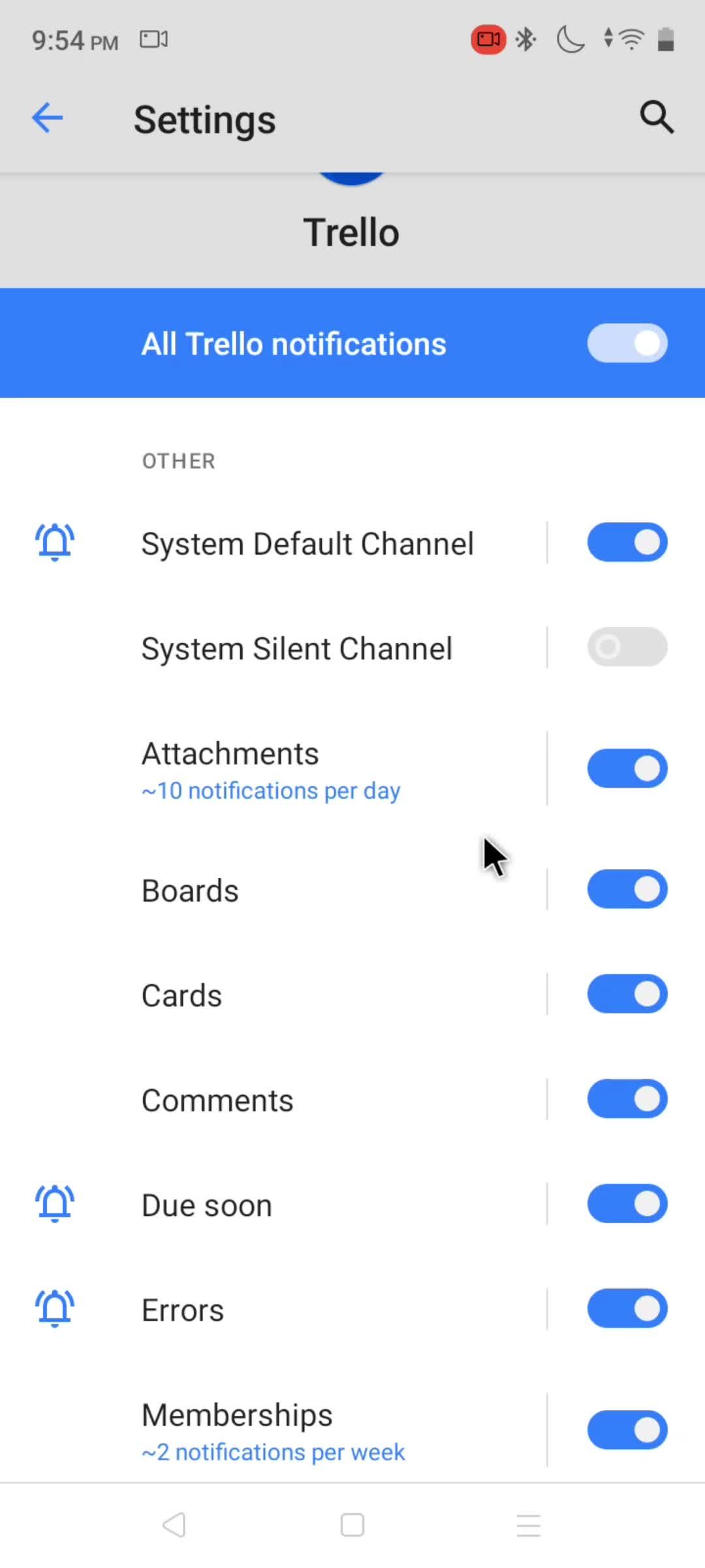 Notification settings screenshot