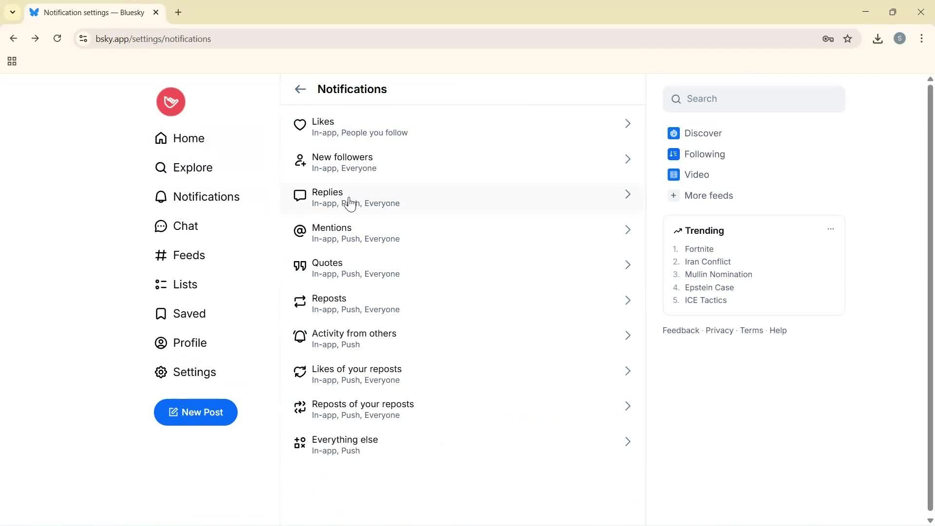 Notification settings screenshot