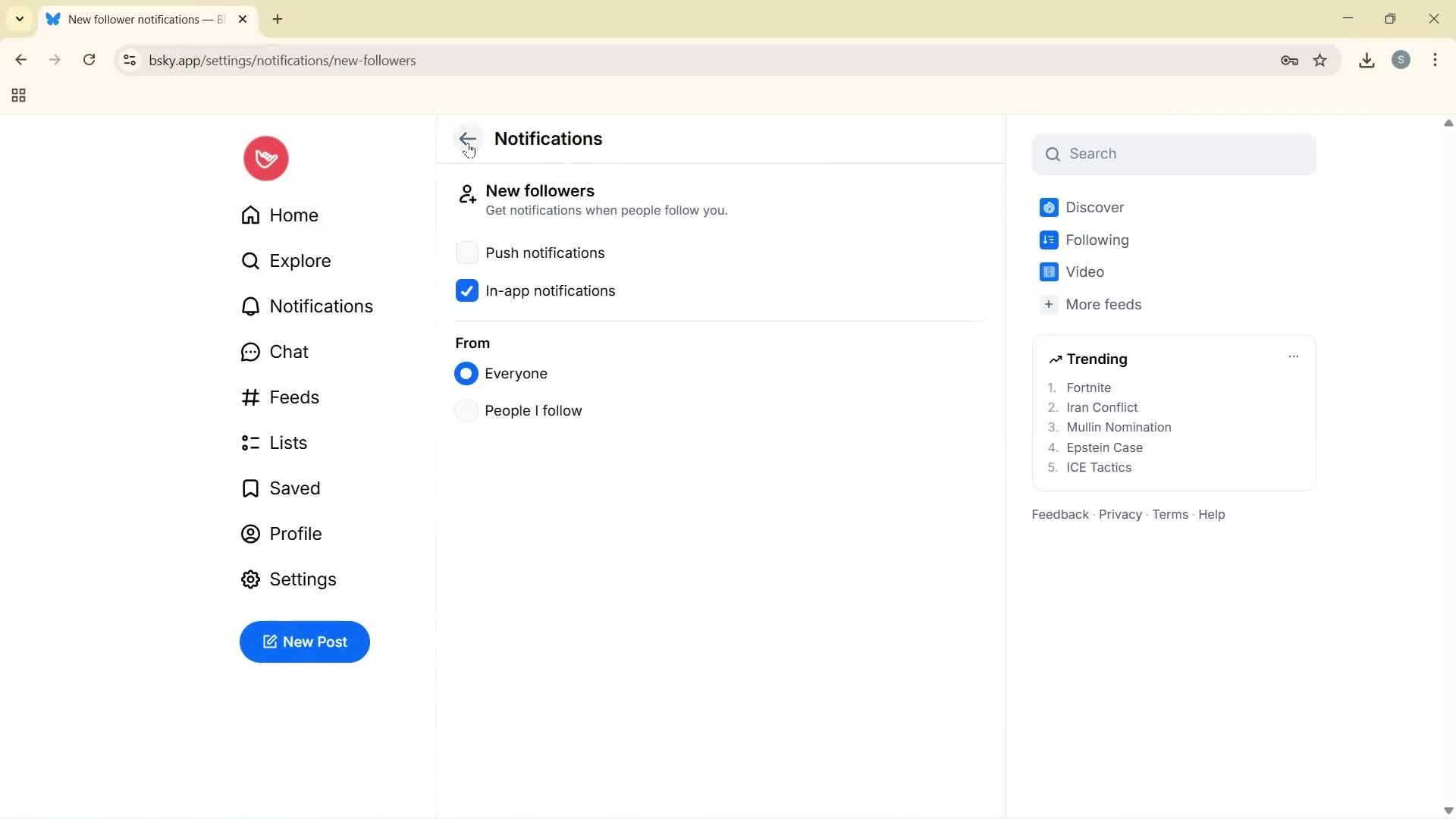 Notification settings screenshot