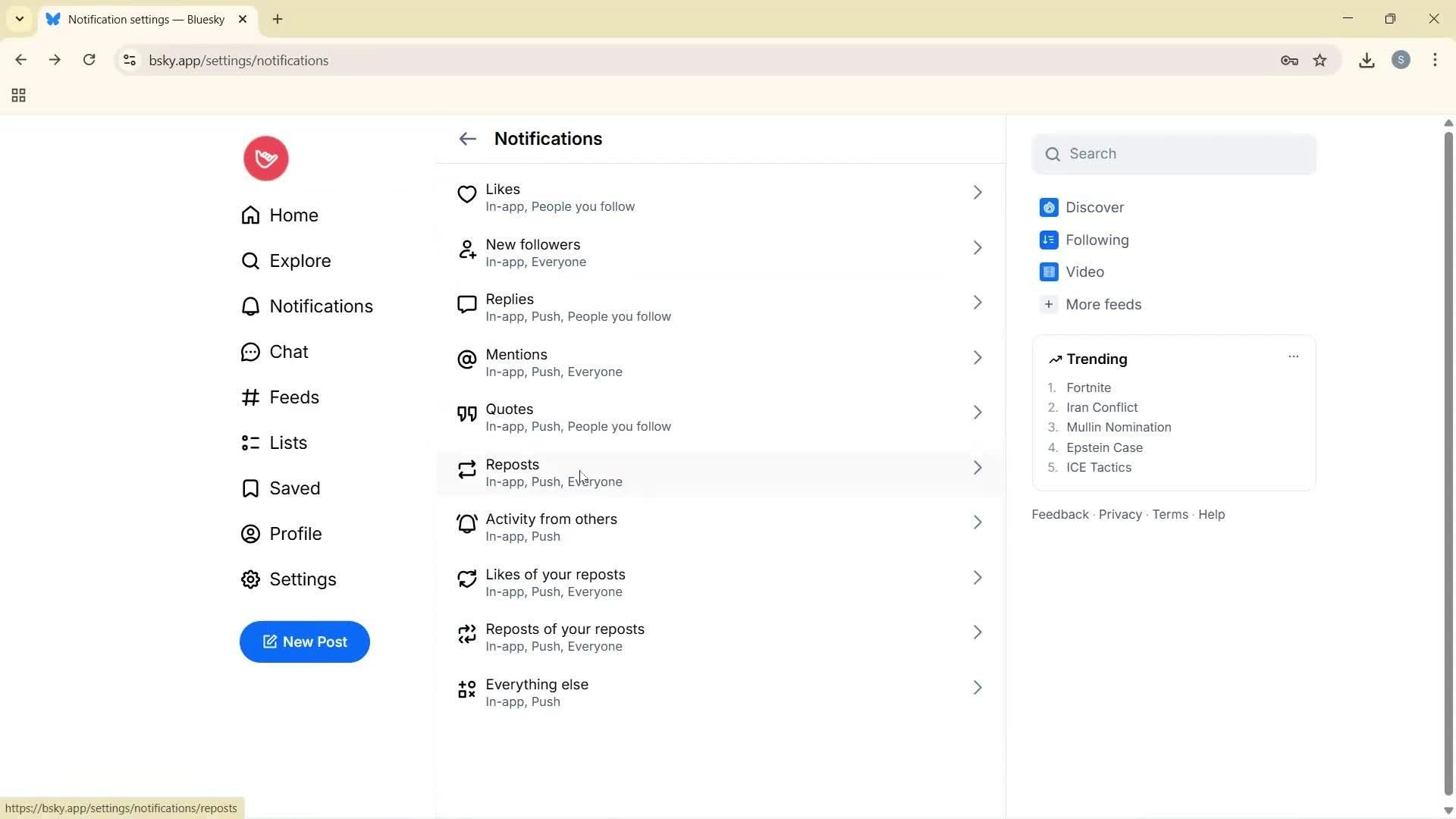 Notification settings screenshot