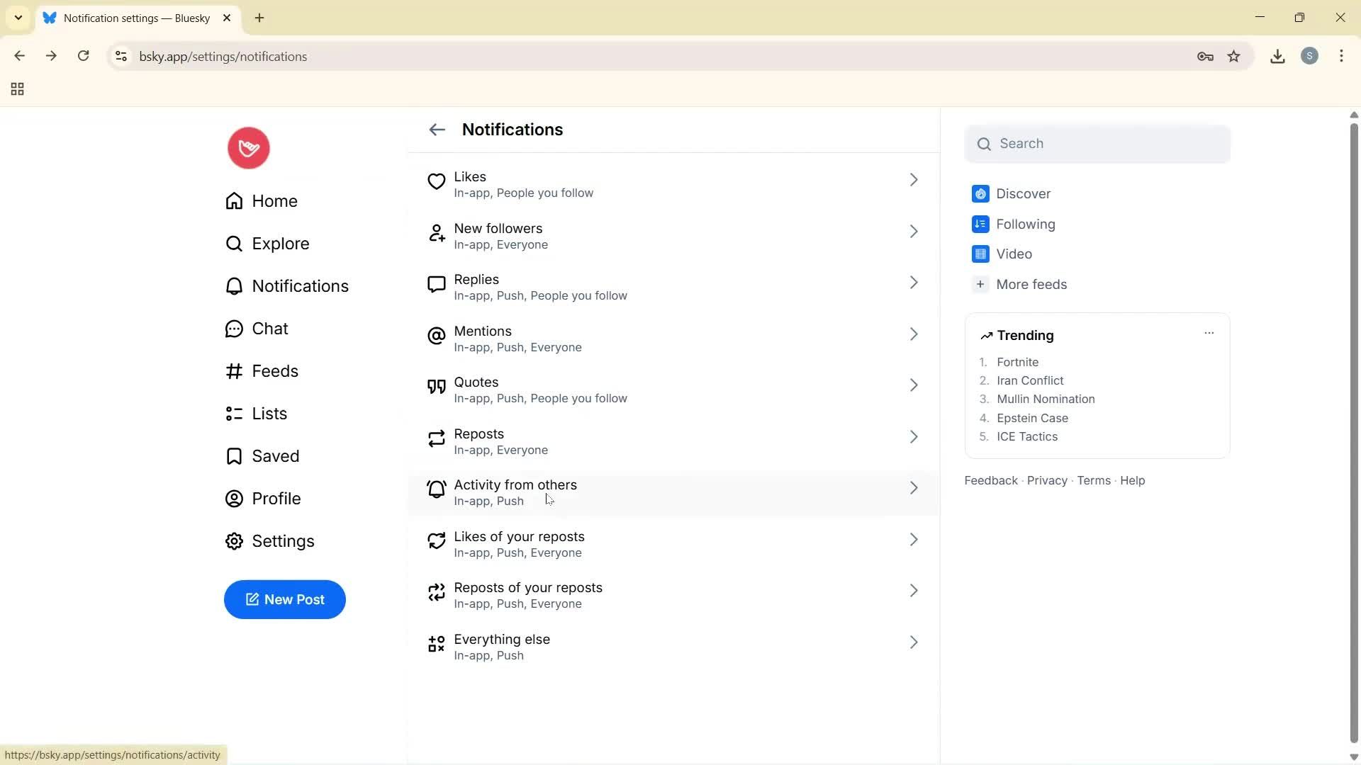 Notification settings screenshot