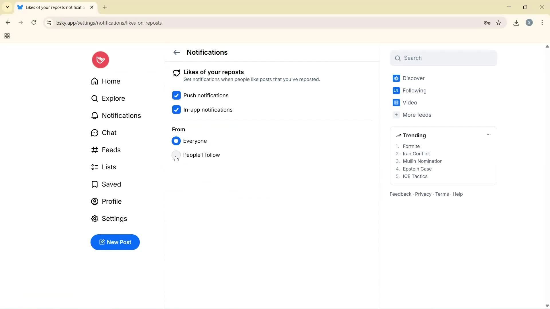 Notification settings screenshot