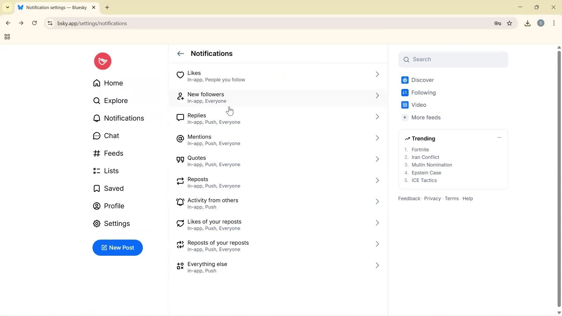 Notification settings screenshot