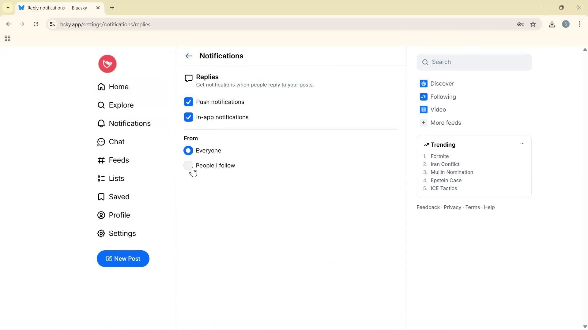 Notification settings screenshot