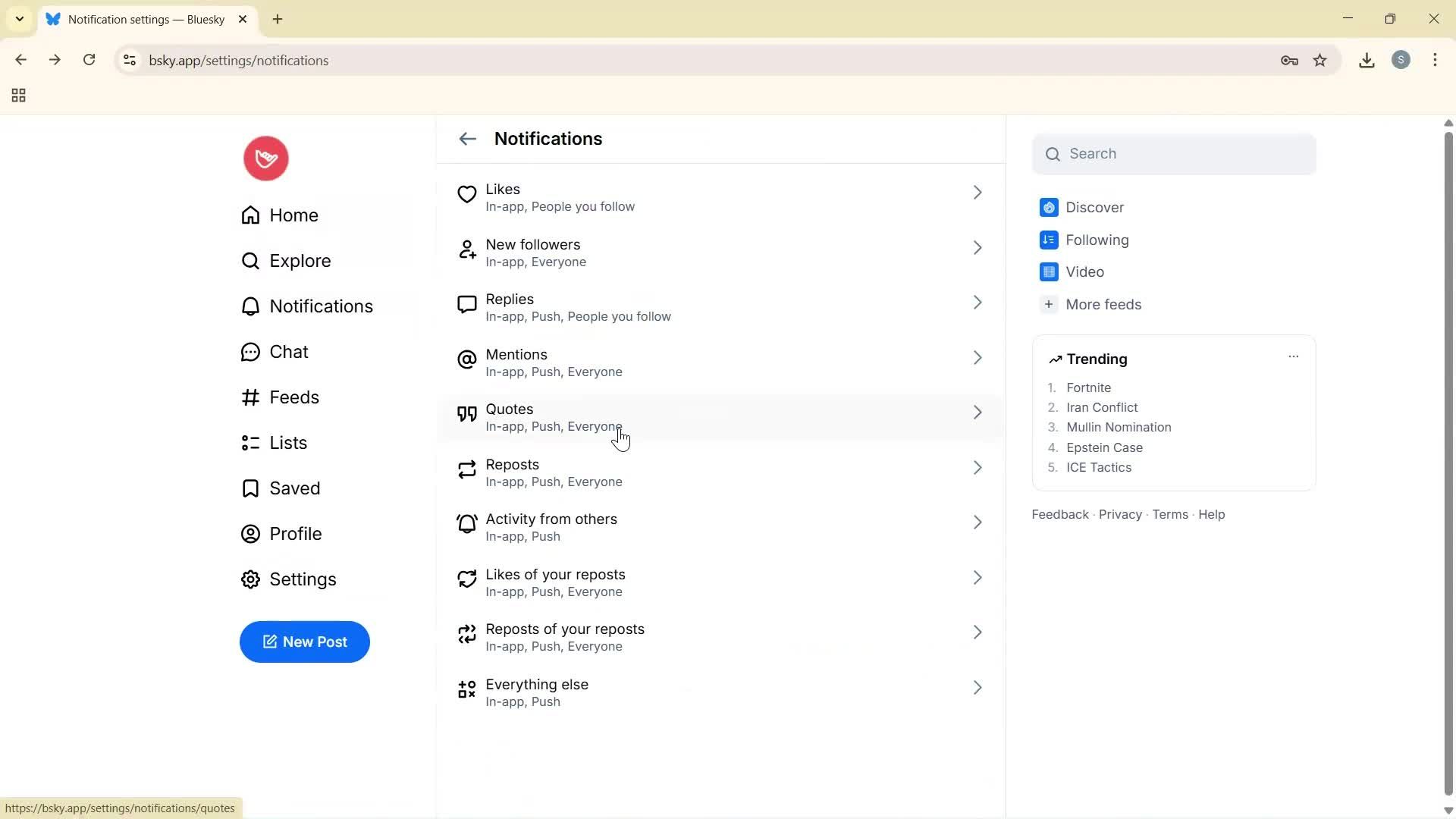 Notification settings screenshot