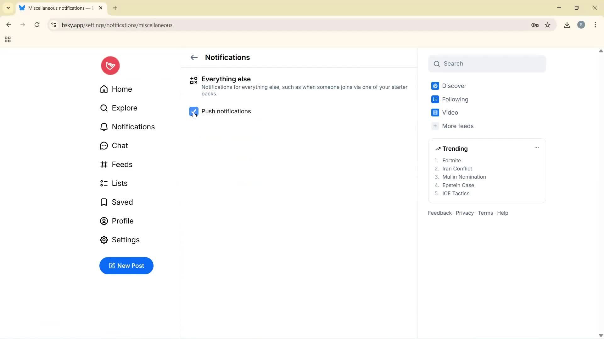 Notification settings screenshot