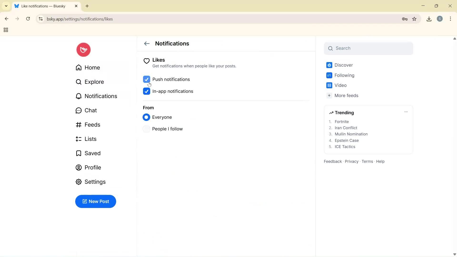 Notification settings screenshot