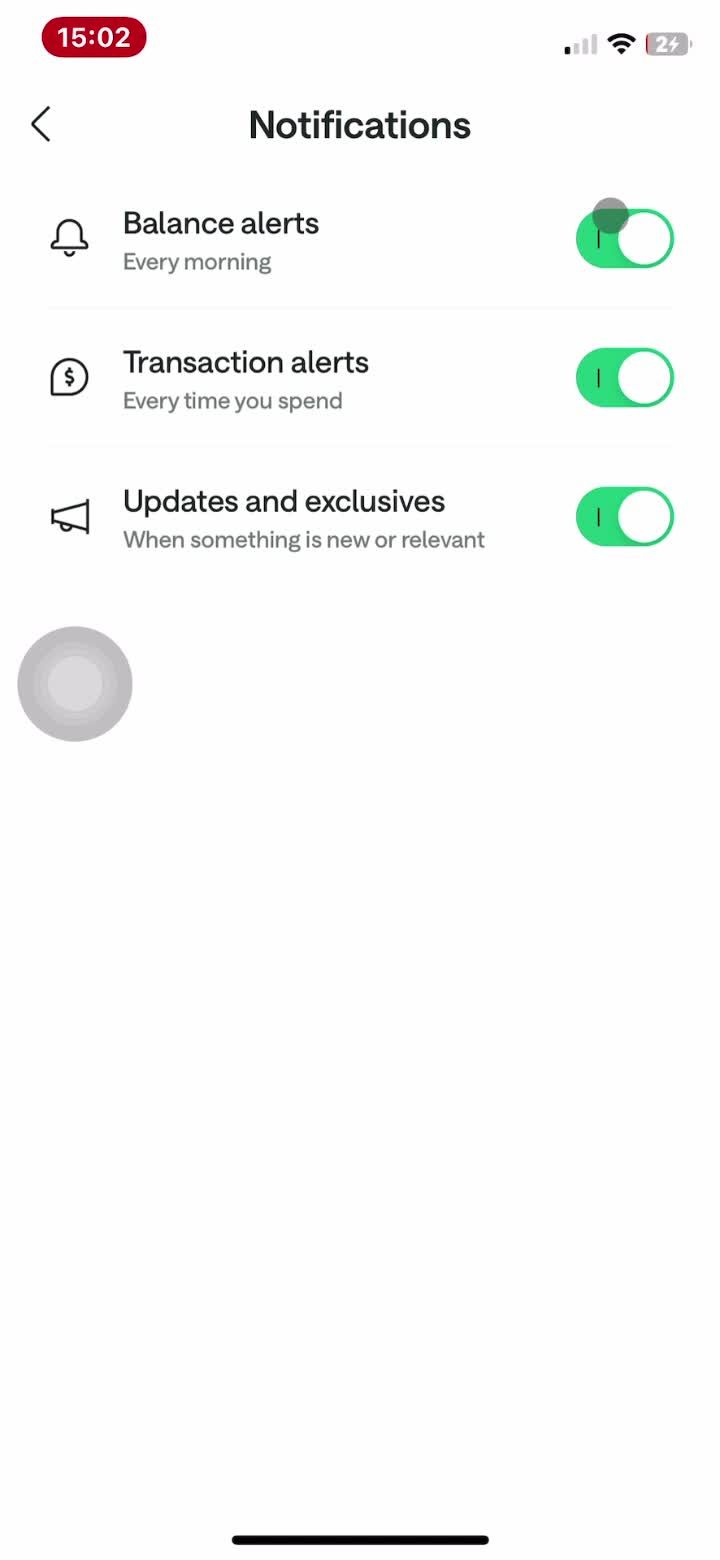 Notification settings screenshot