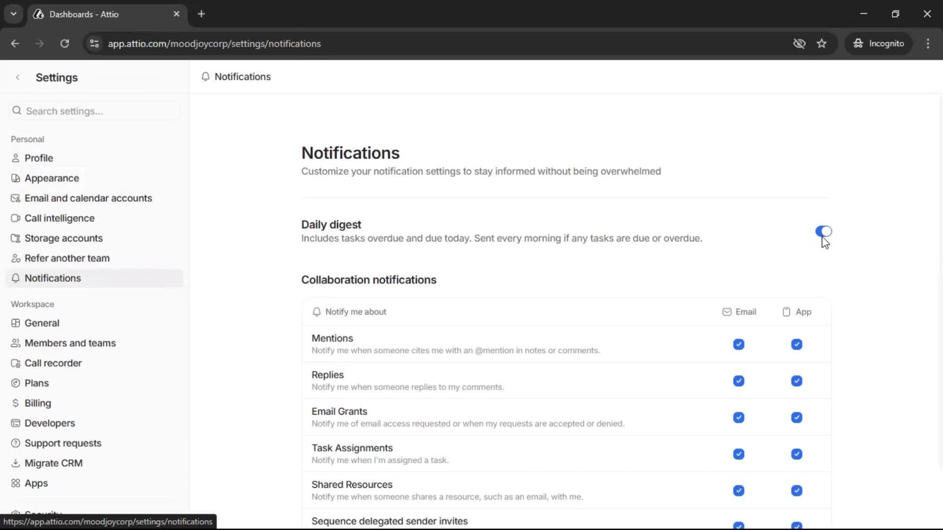 Notification settings on Attio video thumbnail