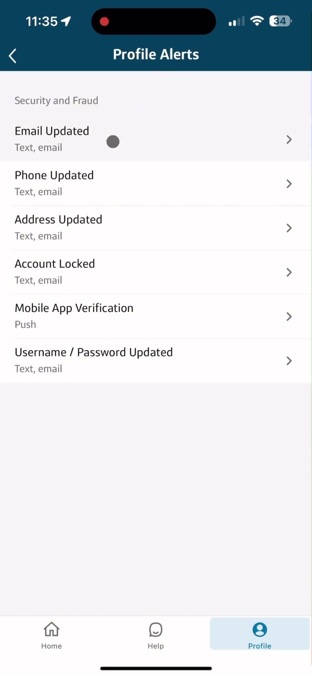 Notification settings screenshot