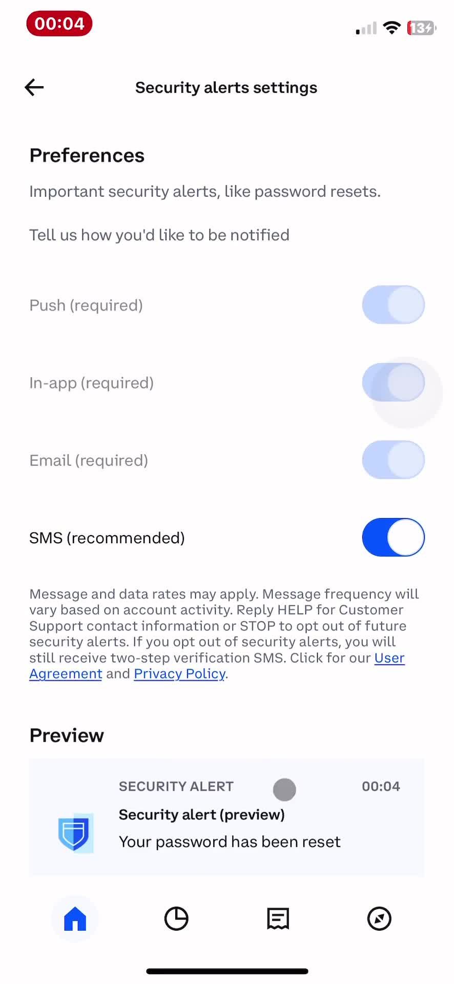 Notification settings screenshot