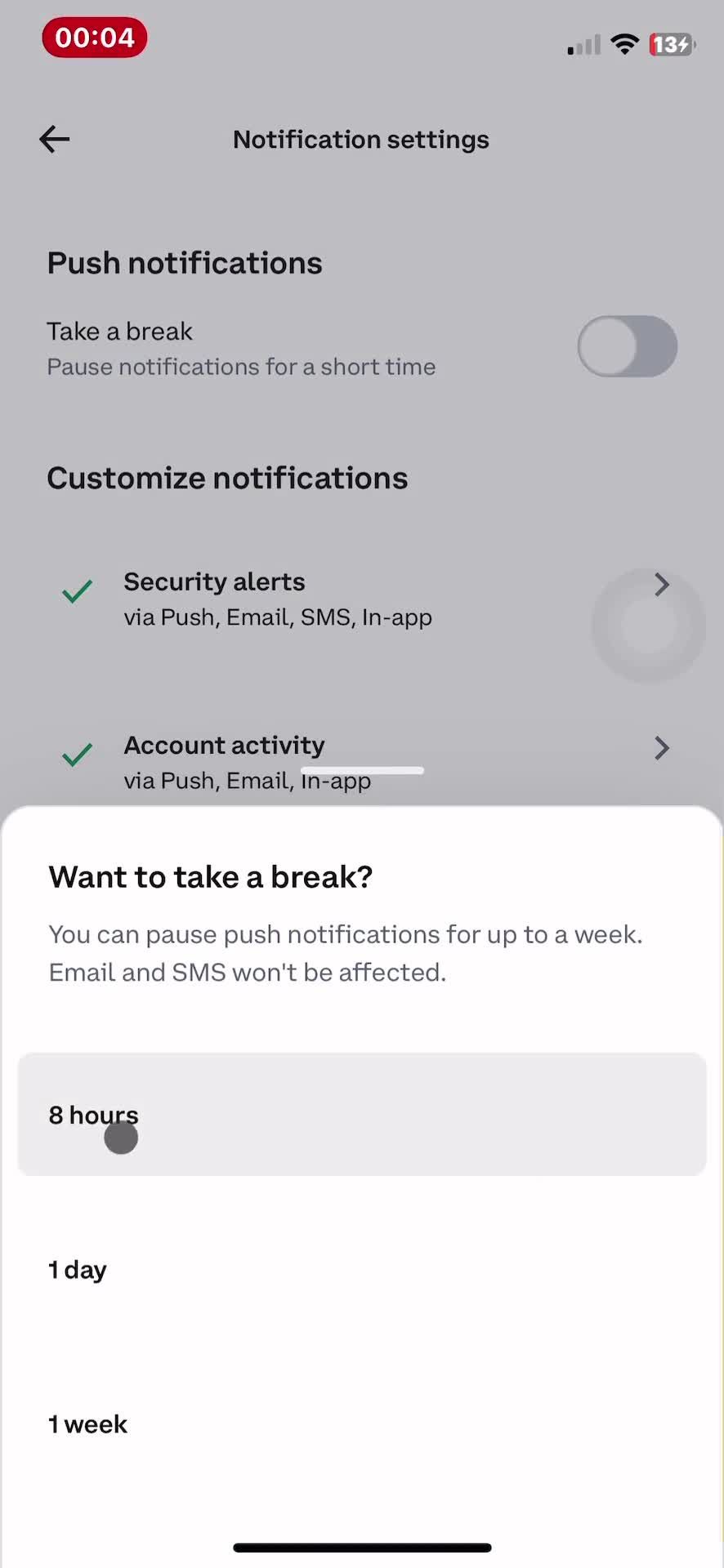 Notification settings screenshot