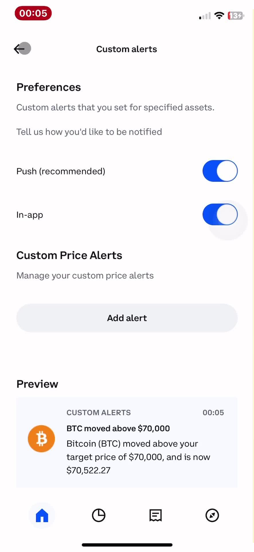 Notification settings screenshot